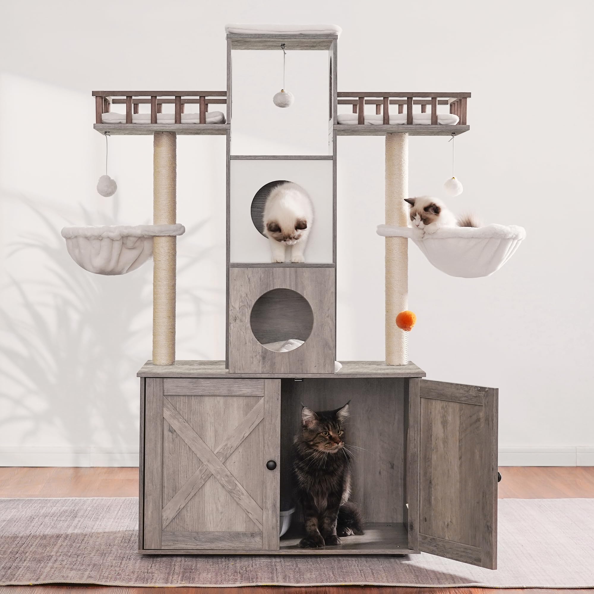 Heybly cat tree soft baskets create cozy, safe hideouts for kittens and adults.