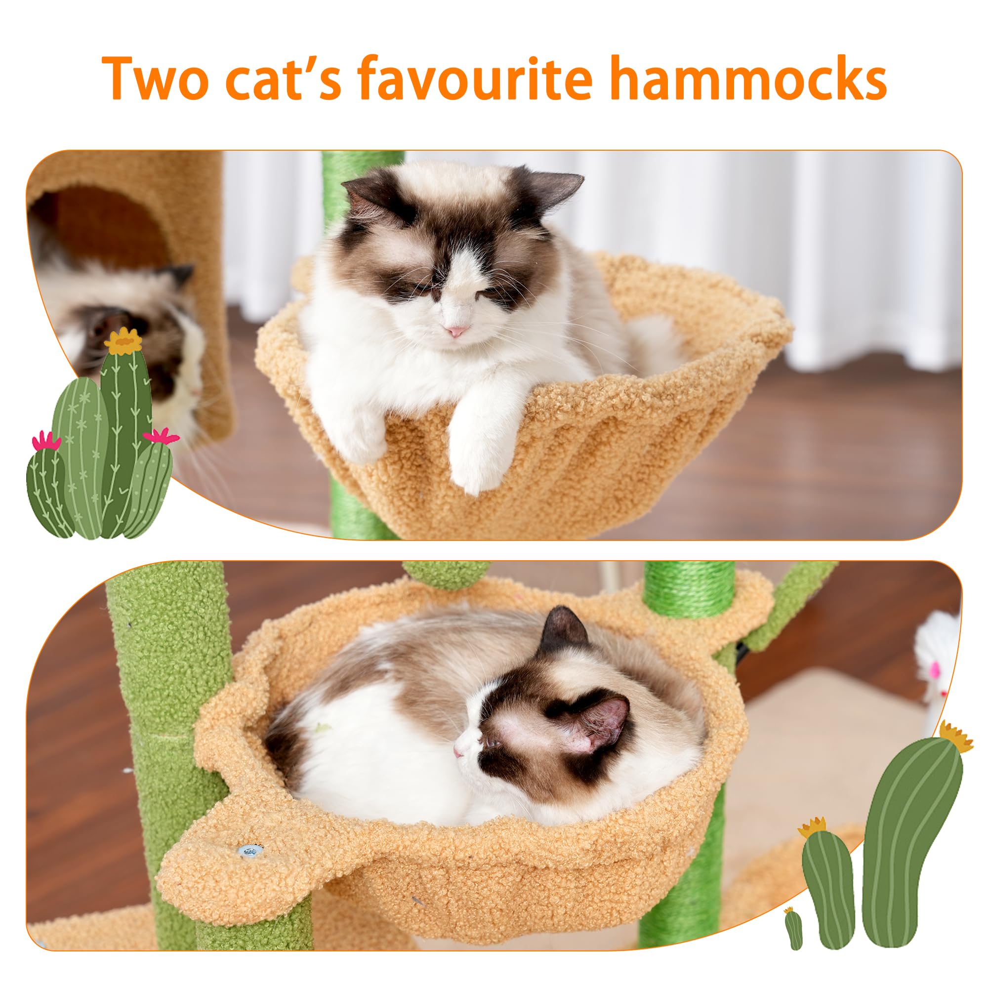 Heybly cat tree soft platform provides comfortable lounging after playtime