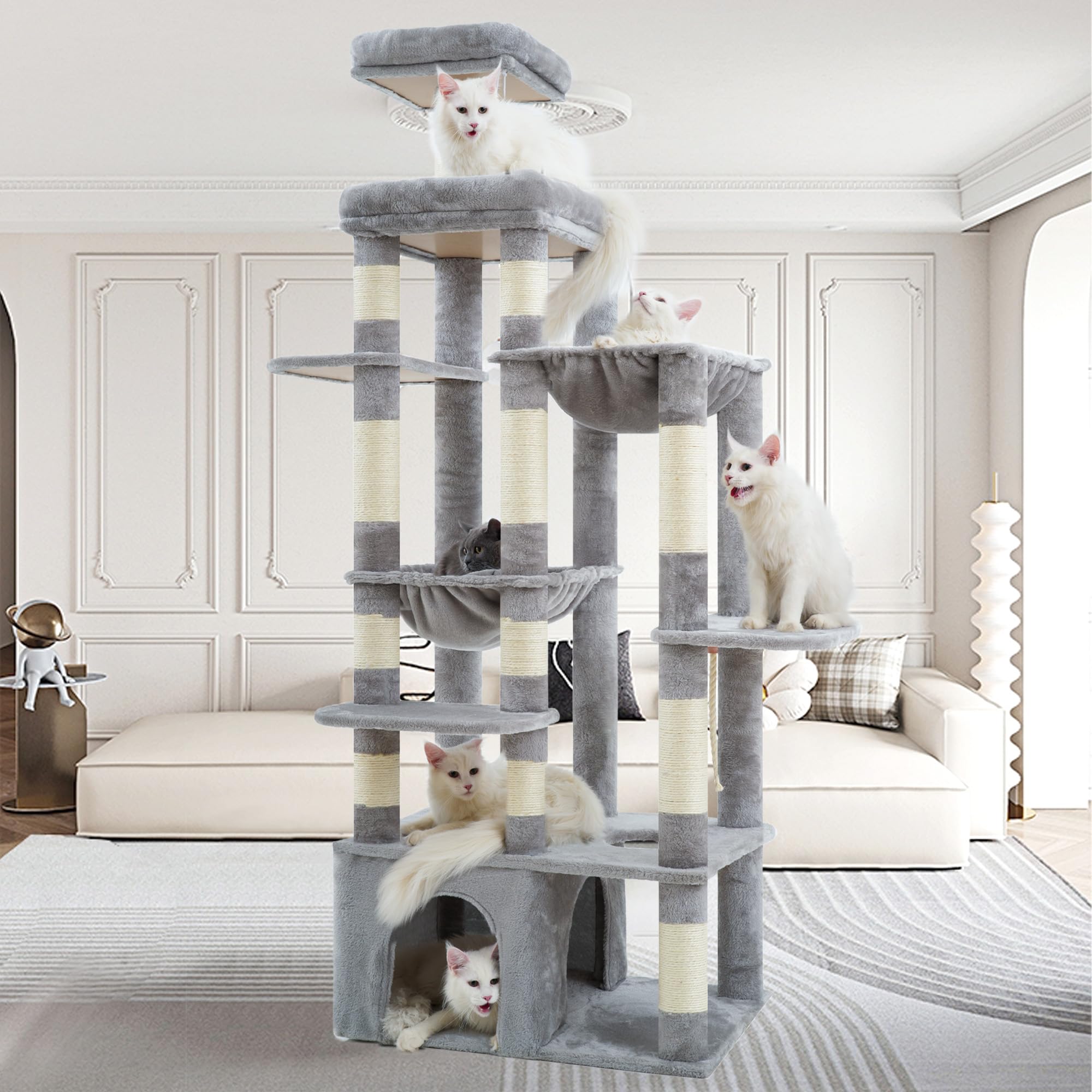 Heybly cat tree stability base emphasizes safety and balance.