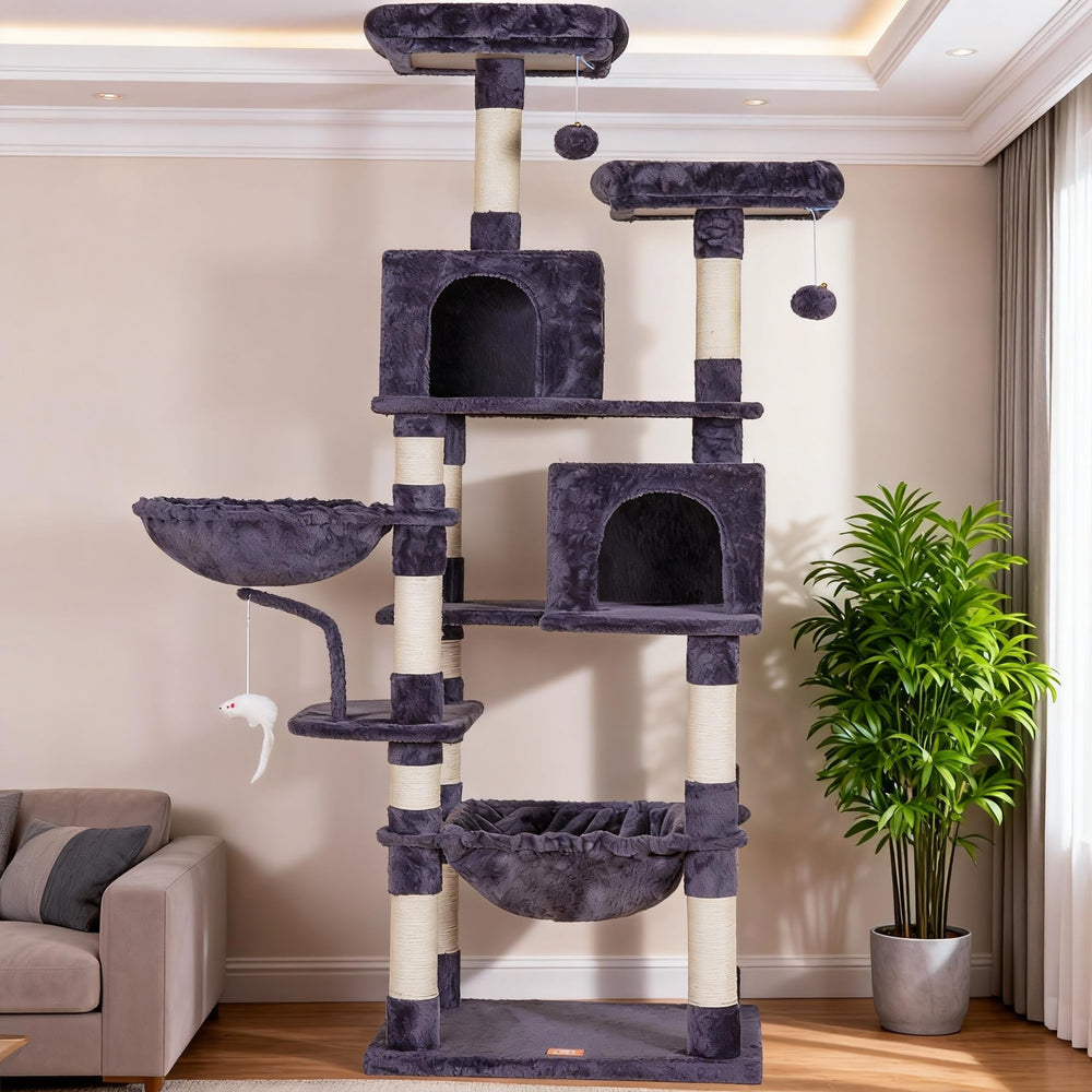 Heybly cat tree structure base highlights stability during play