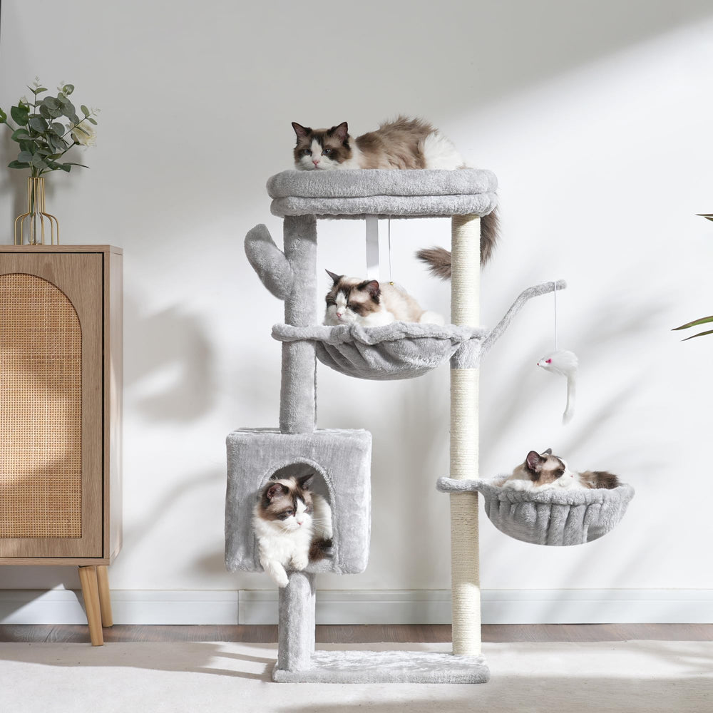 Heybly Cat Tree fortified base ensures stable climbing