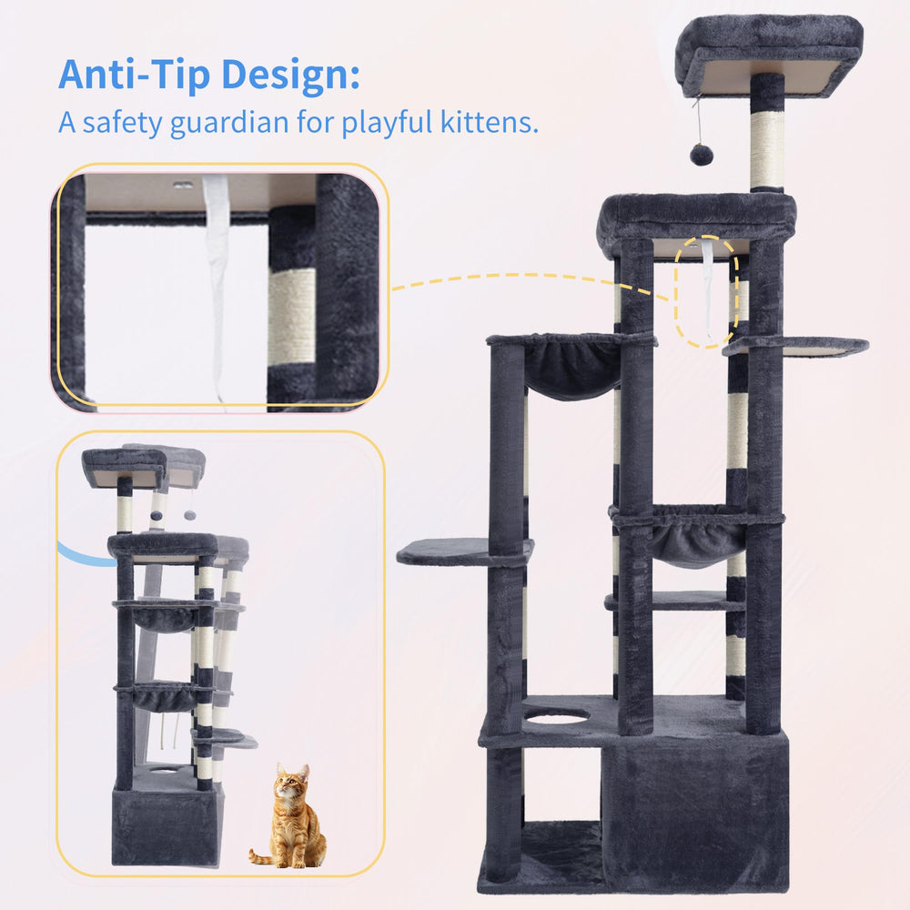 Heybly cat tree tall unit showcases dramatic vertical space for observation.