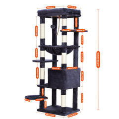 Heybly cat tree shows three springboards for easy climbing
