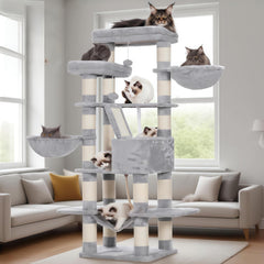 Heybly Cat Tree top perch padding enhances comfortable naps and lounging.