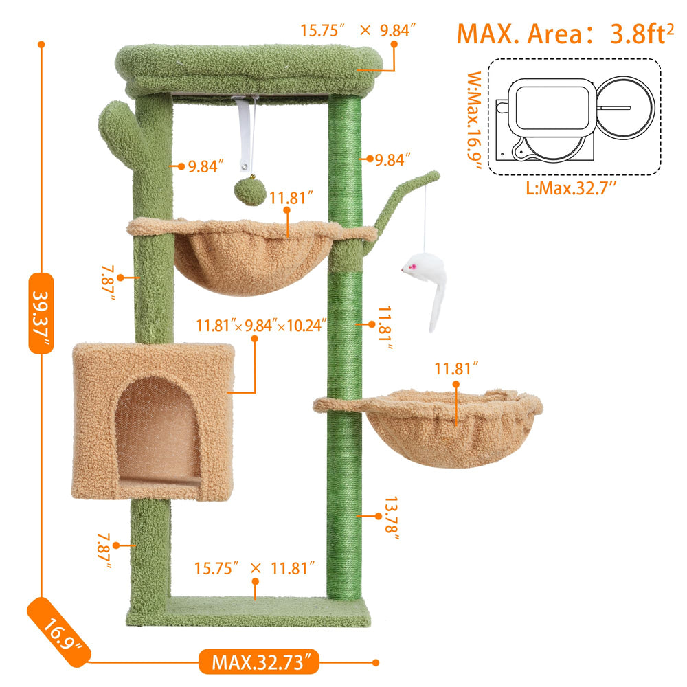 Heybly cat tree two hanging baskets for cozy hideaways and easy access