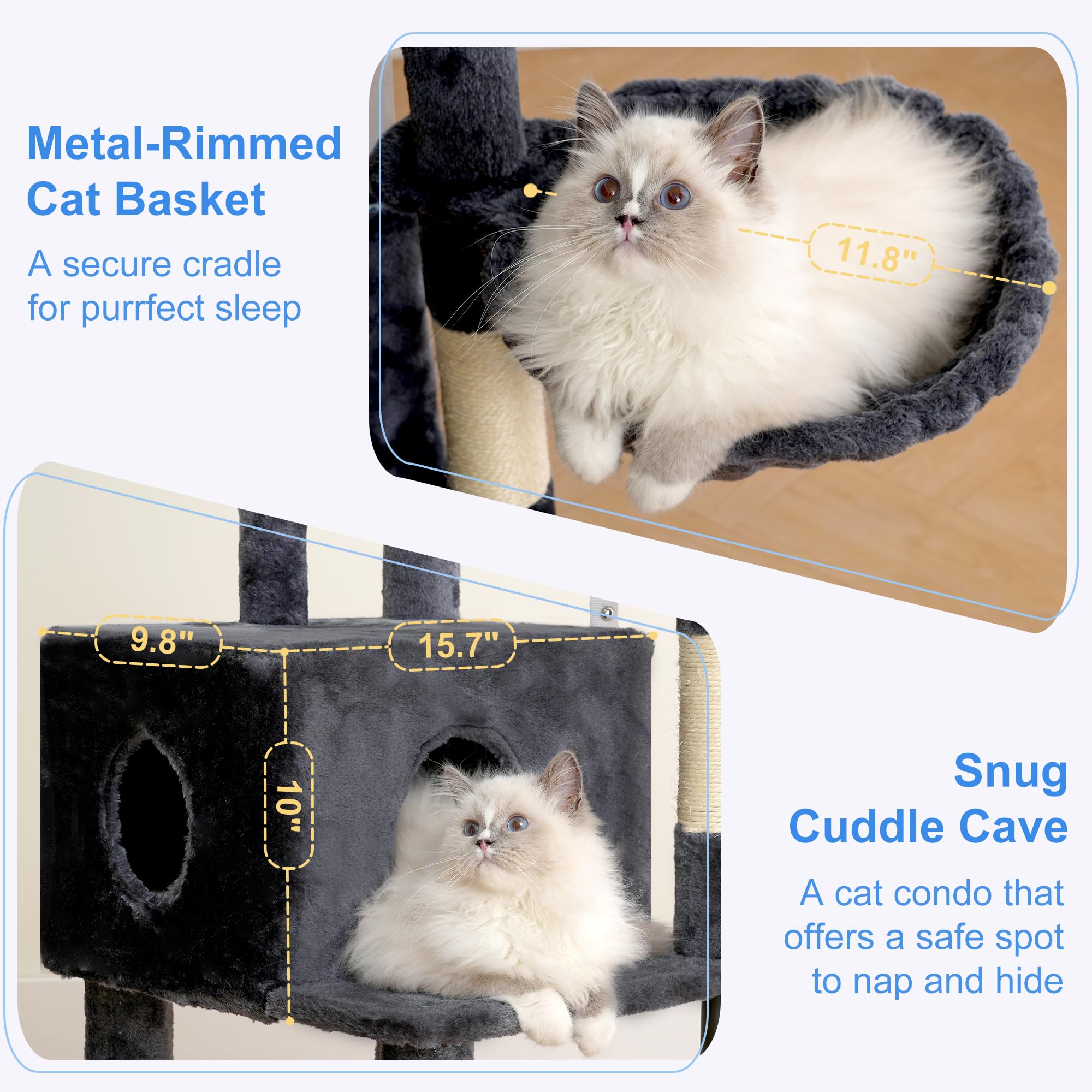 Heybly two jumping platforms encourage climbing and physical activity for cats.