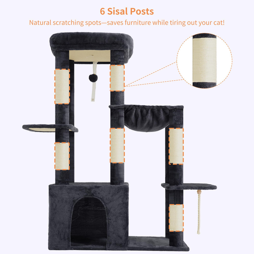 Heybly Heavy Duty Cat Tree hammock area for cozy rest.