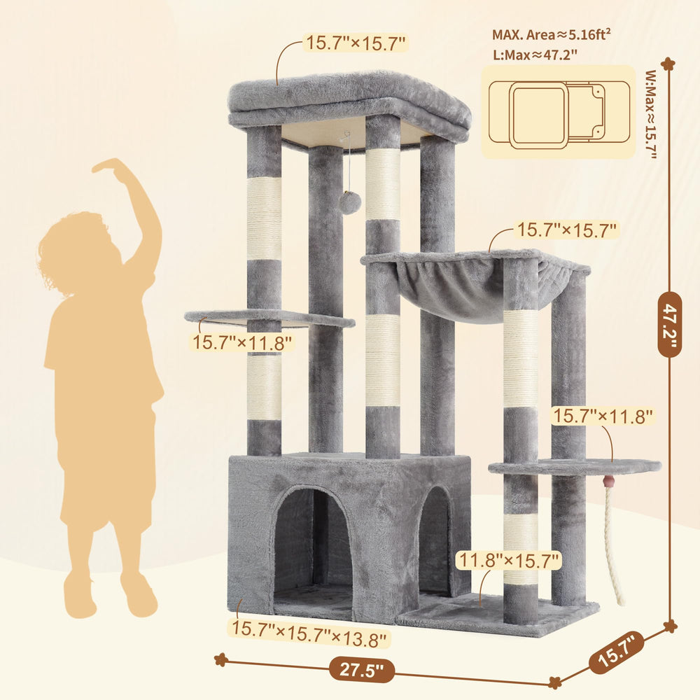 Heybly heavy duty cat tree hammock offers cozy resting spots for naps.