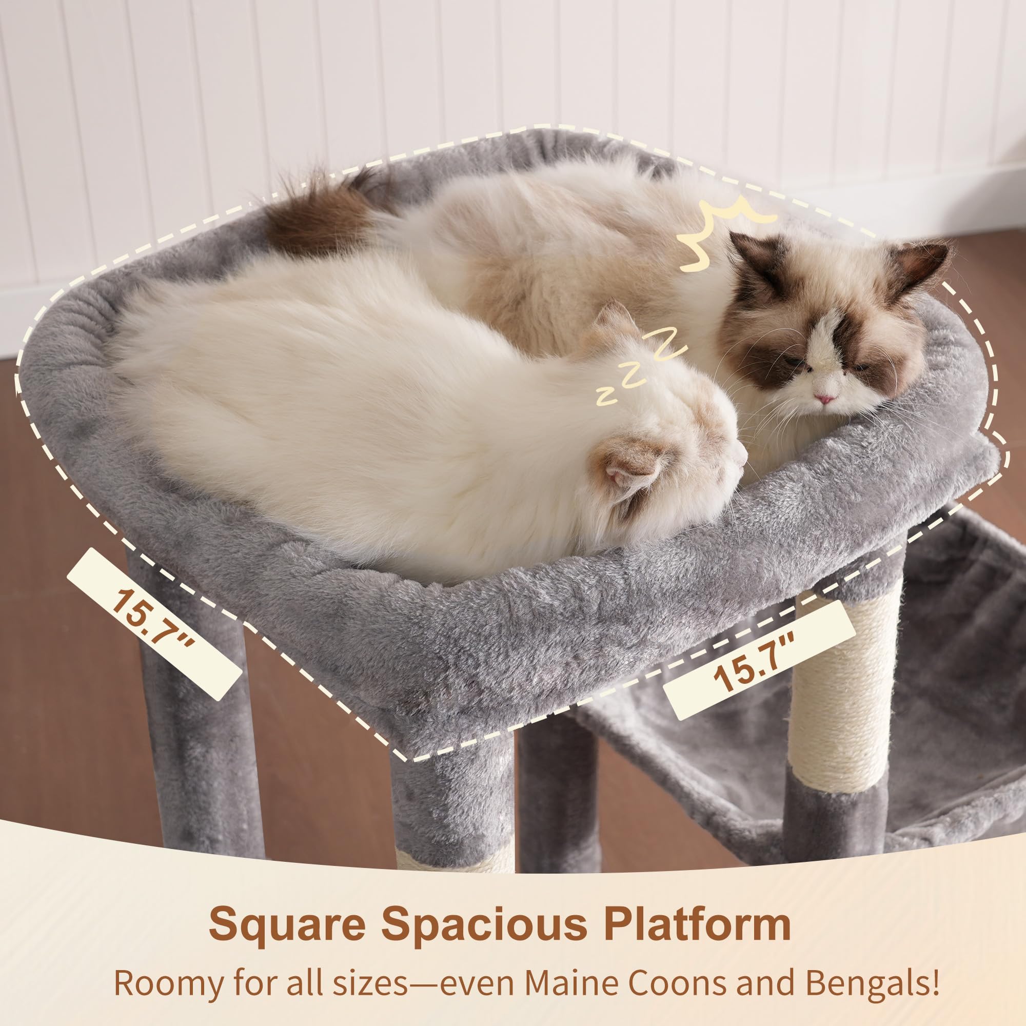 Heybly heavy duty cat tree multi-levels show layered climbing zones for active cats.