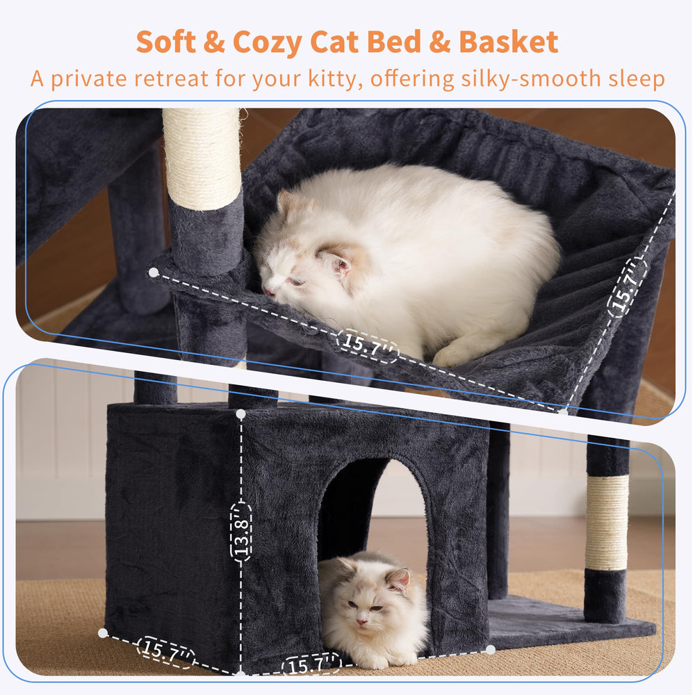 Heybly Heavy Duty Cat Tree removable pads for easy cleaning.