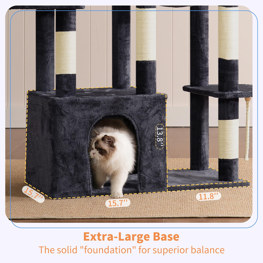 Heybly Heavy Duty Cat Tree with five sisal posts for scratching.