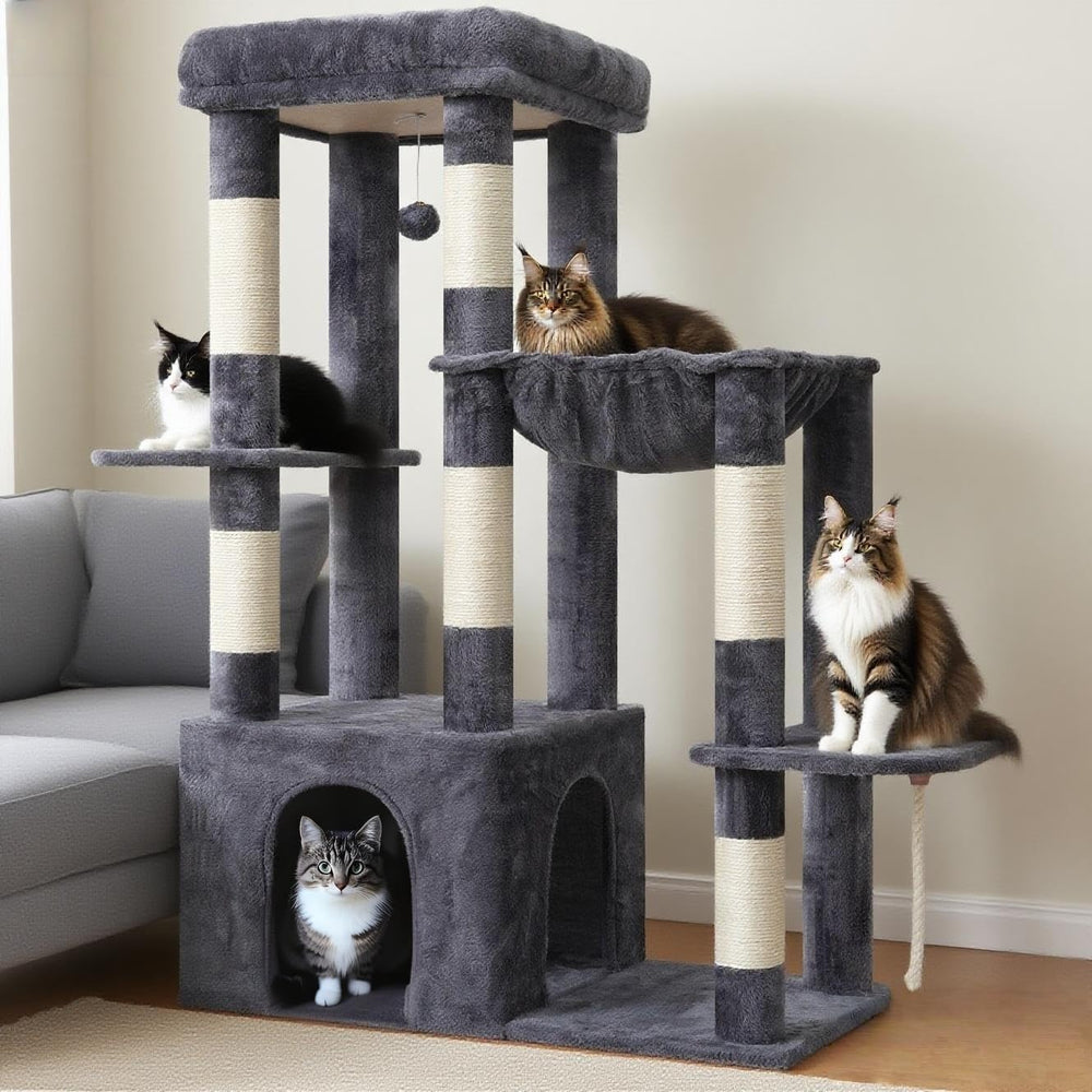 Heybly Heavy Duty Cat Tree stable base to prevent tipping.
