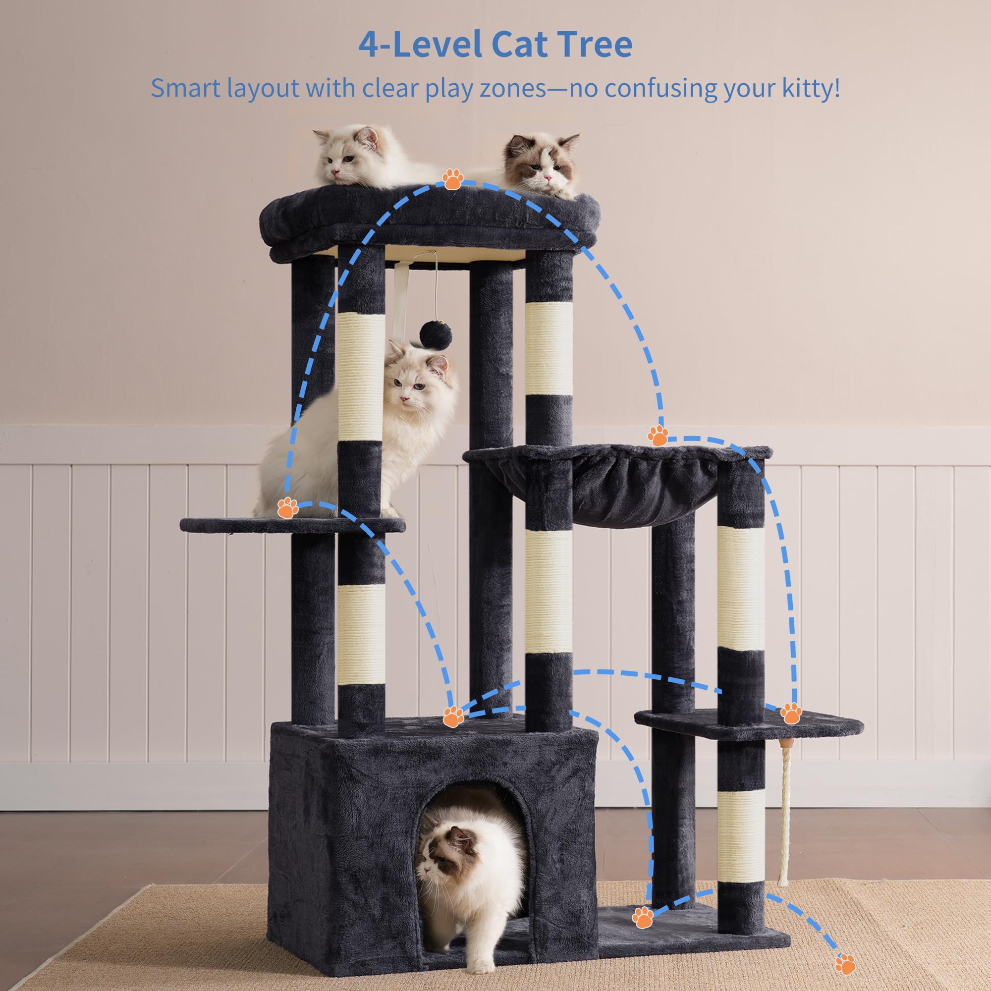 Heybly Heavy Duty Cat Tree top perch with spacious view area.