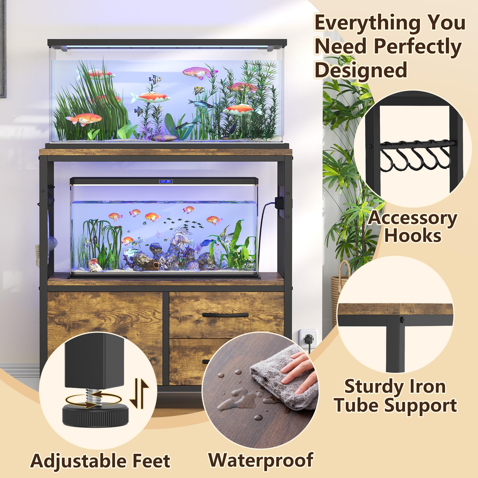 Heybly heavy-duty metal frame supports up to 330 lbs for stable tanks