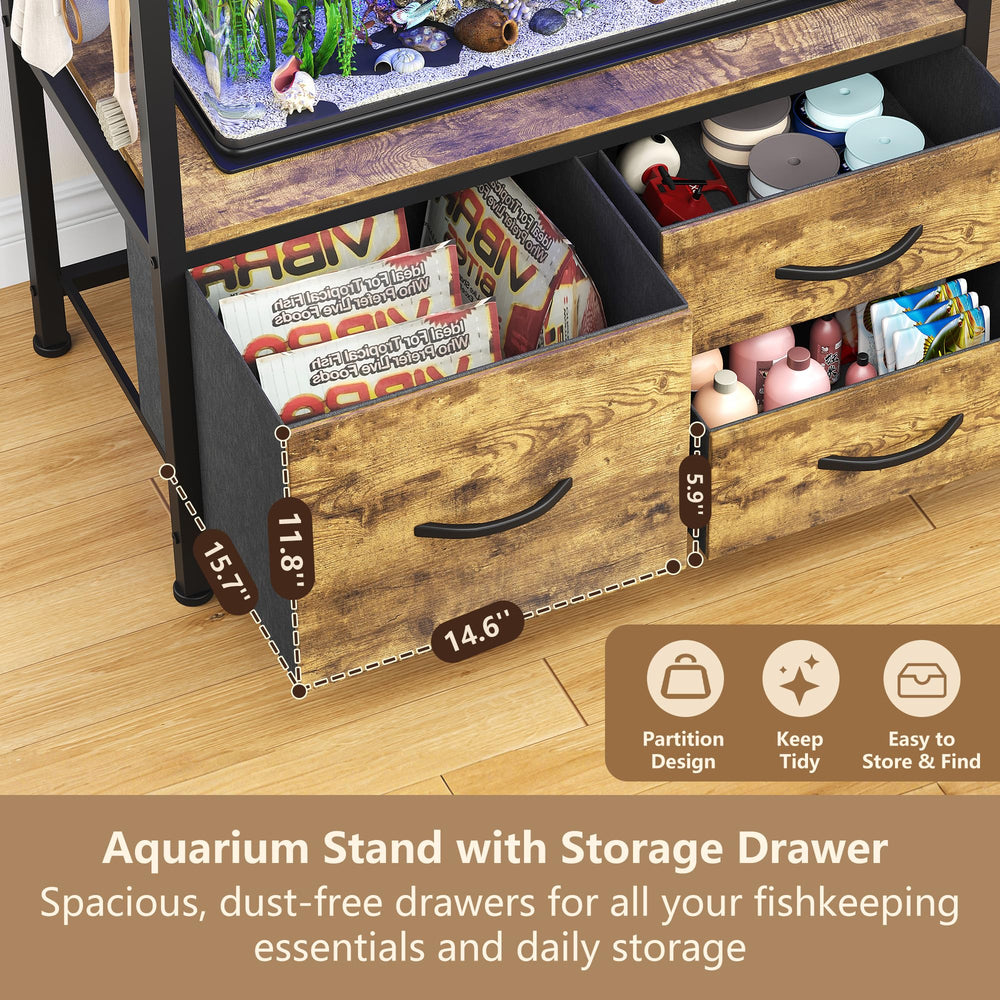 Heybly rustic brown finish blends with home decor while housing aquatic habitats