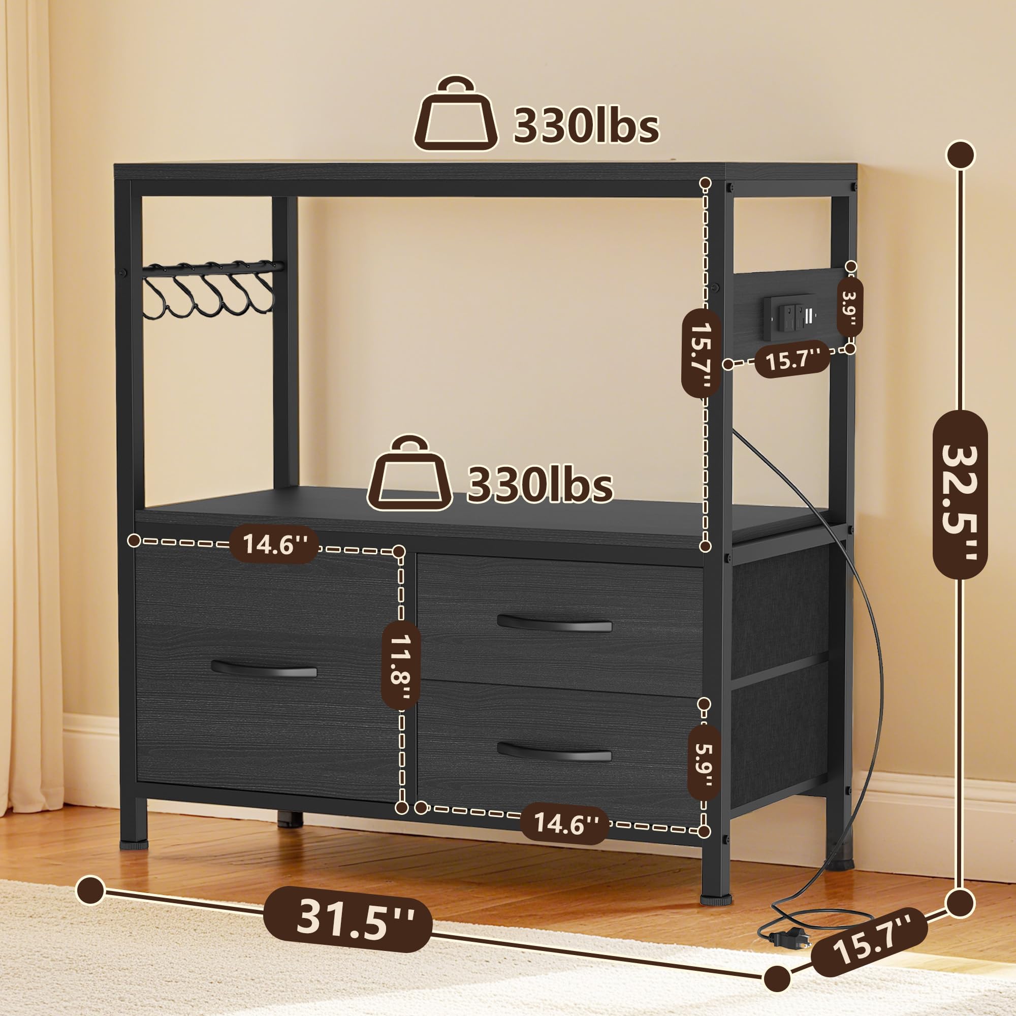 Heybly adjustable leveling feet ensure a wobble-free, stable base.
