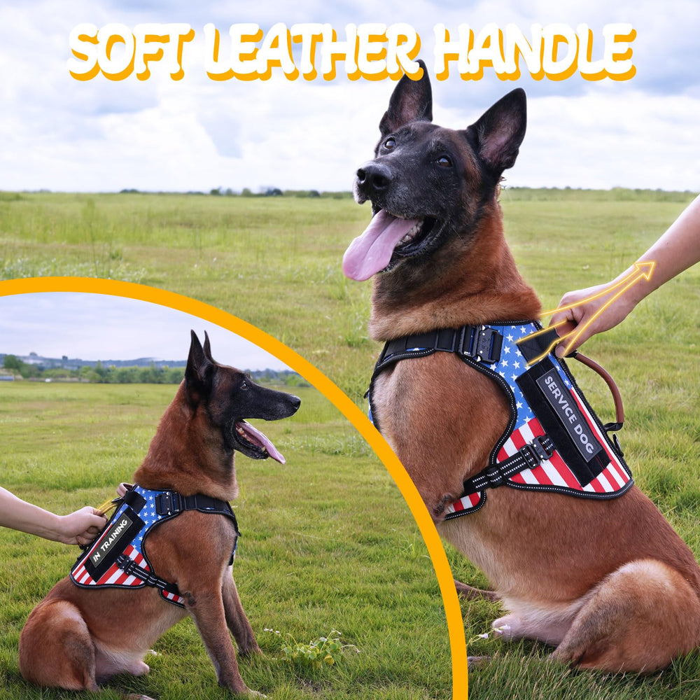 HEYCAHVA service dog vest leather handle for controlled lifting and handling
