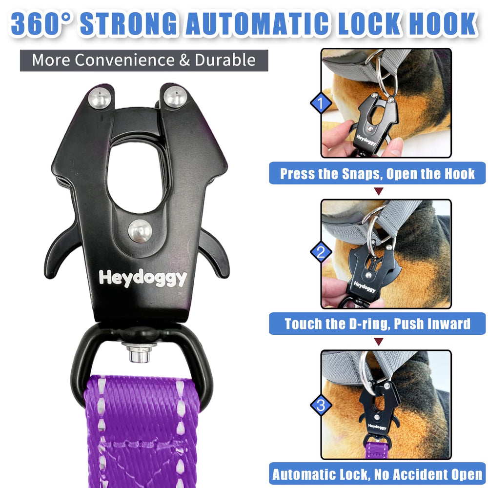 Heydoggy double-handle padded leash offers comfortable grip during walks