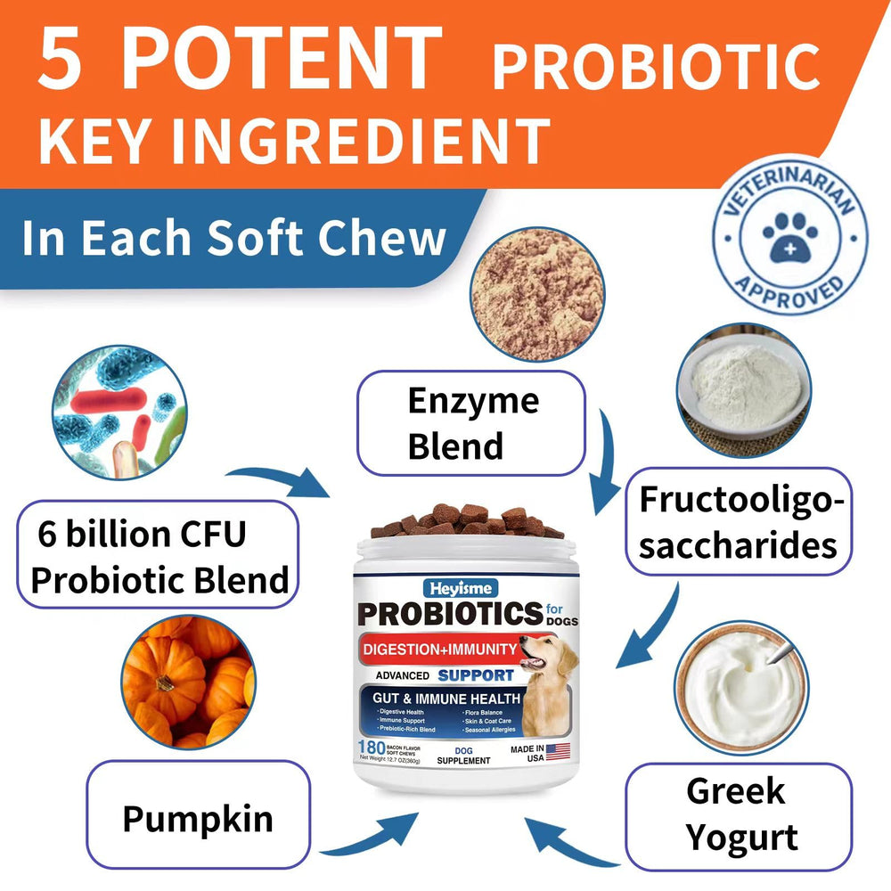 HEYISME chicken-flavored chew treats for dogs offer palatable gut-friendly probiotics.