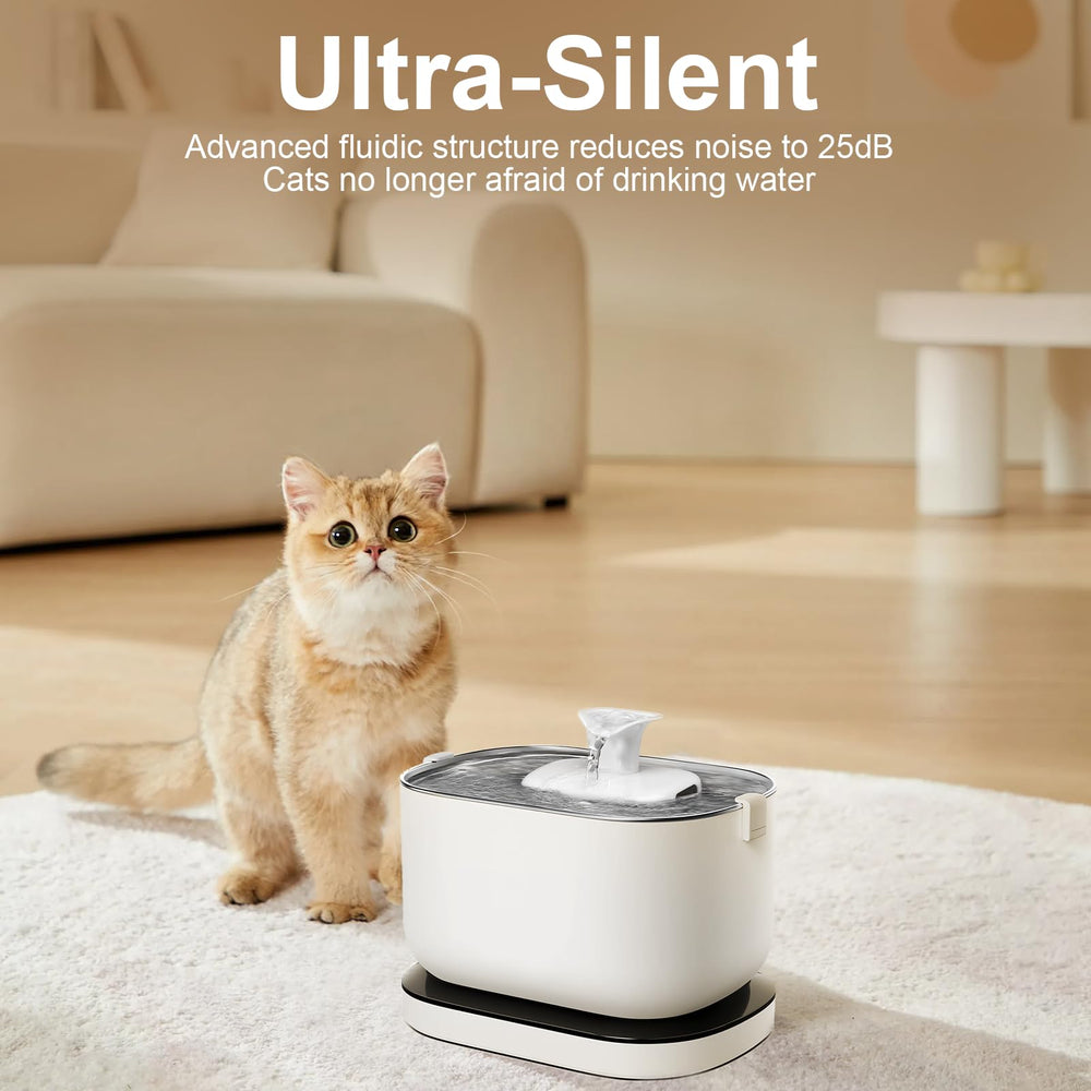 Heynew ultra-silent filter reduces noise for a calmer cat drinking experience.