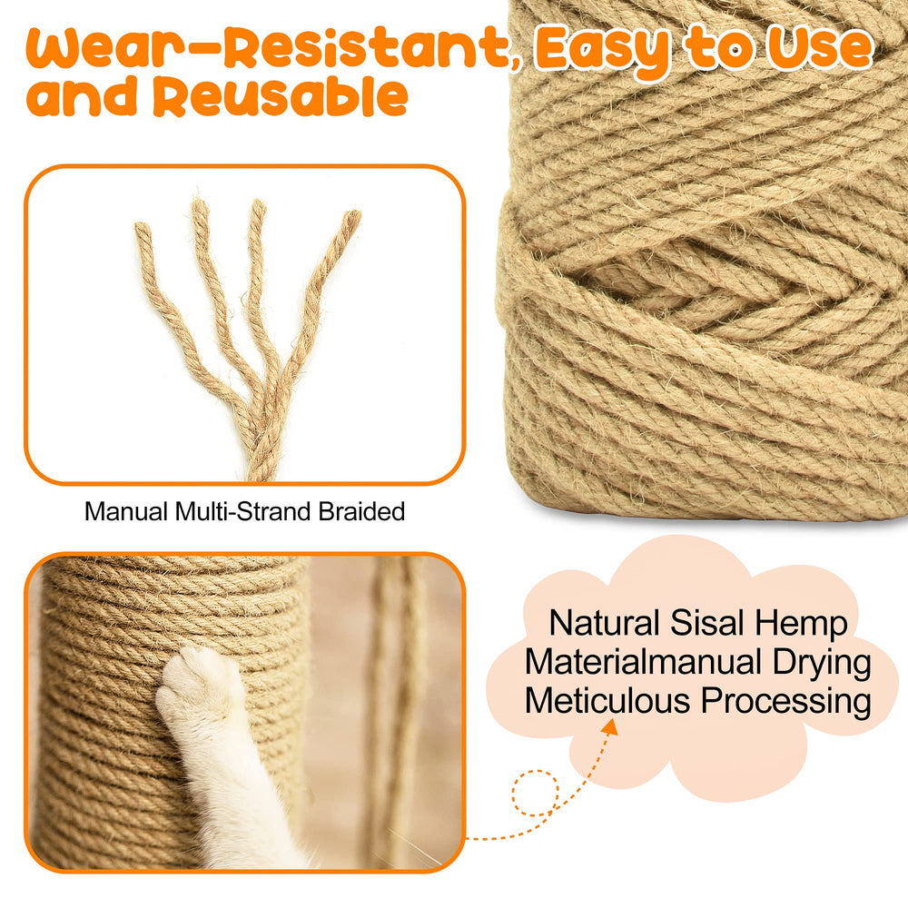 HezzLuv 6mm jute rope texture reveals rough, satisfying scratching feel.