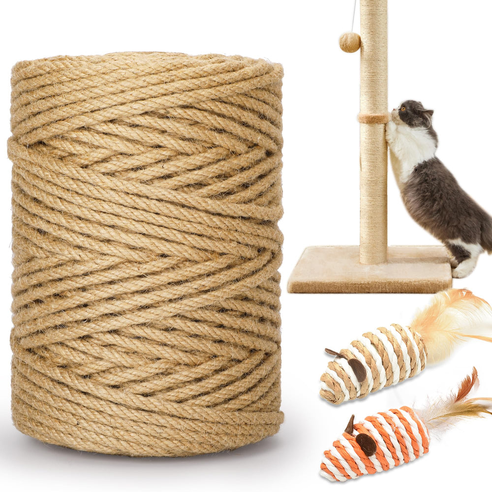 HezzLuv sisal rope 262ft coil for scratching posts offers durable, eco-friendly material.
