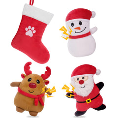 HGB Christmas 4-pack dog toys on display for small and medium dogs