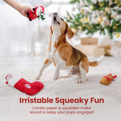 HGB Christmas teething toy with soft fabric and reinforced stitching for gentle chewing