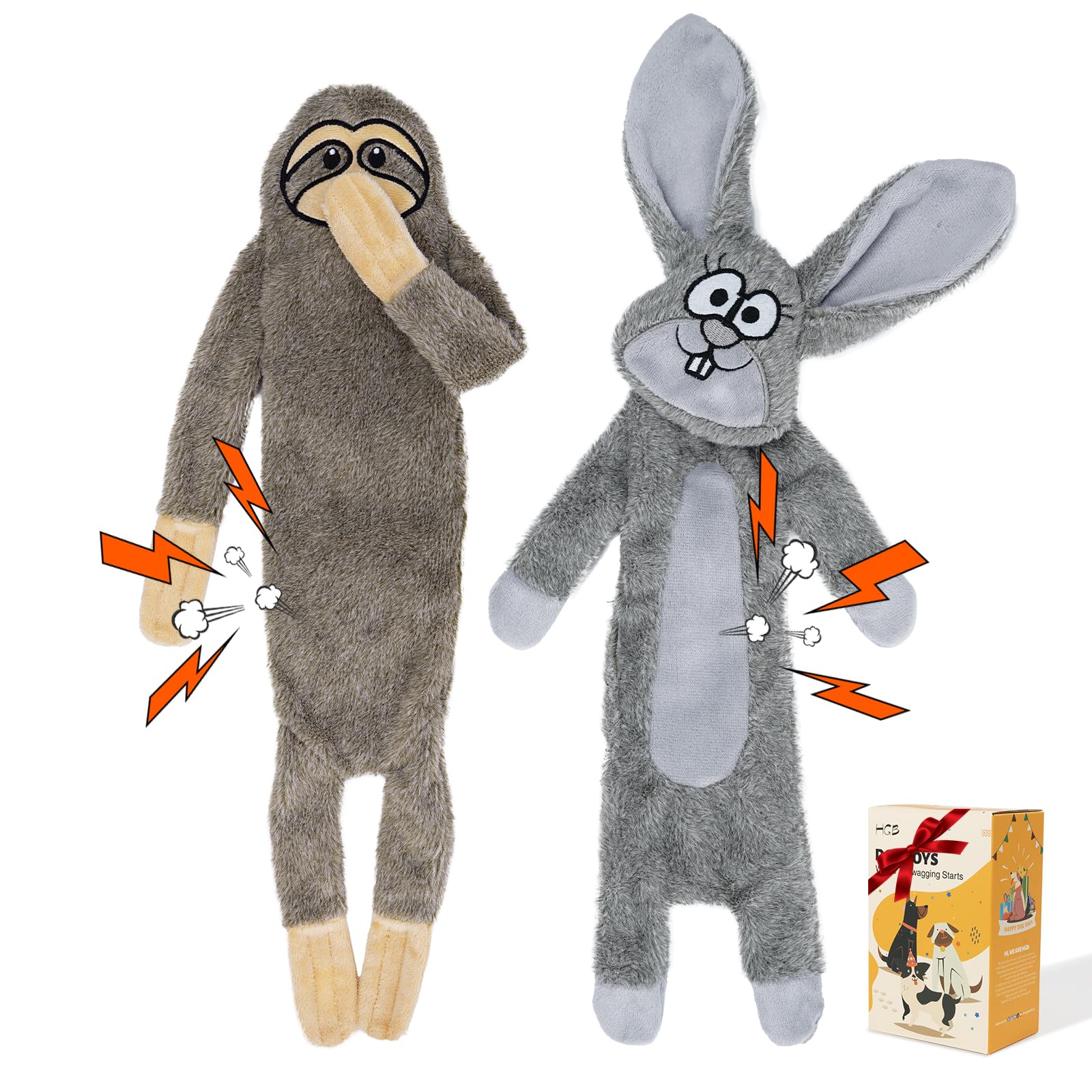 HGB No Stuffing Bunny Toy for mess-free chew time and safe play