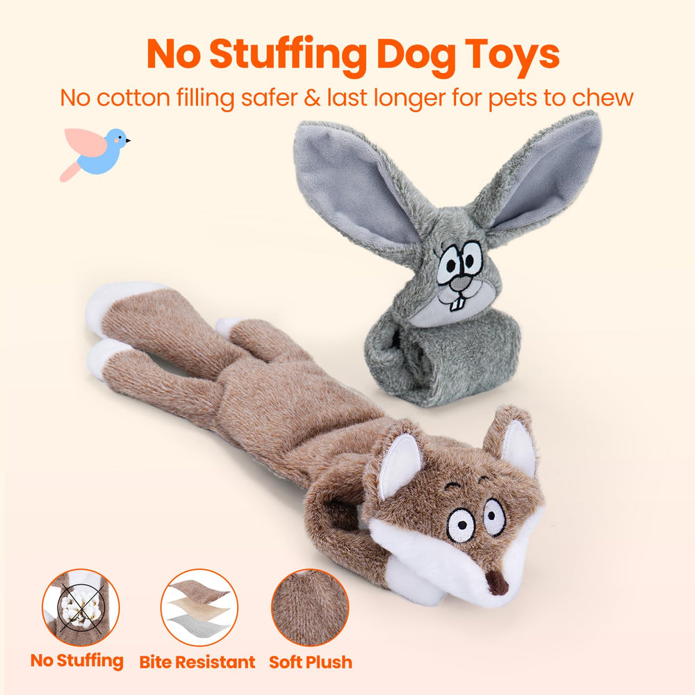 HGB No Stuffing Crinkle Toy showing plush surface and squeaker for engagement