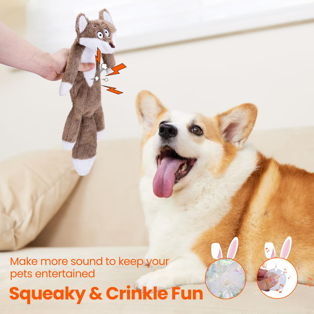 HGB No Stuffing RedFox Toy with crinkle texture for engaging chase and fetch