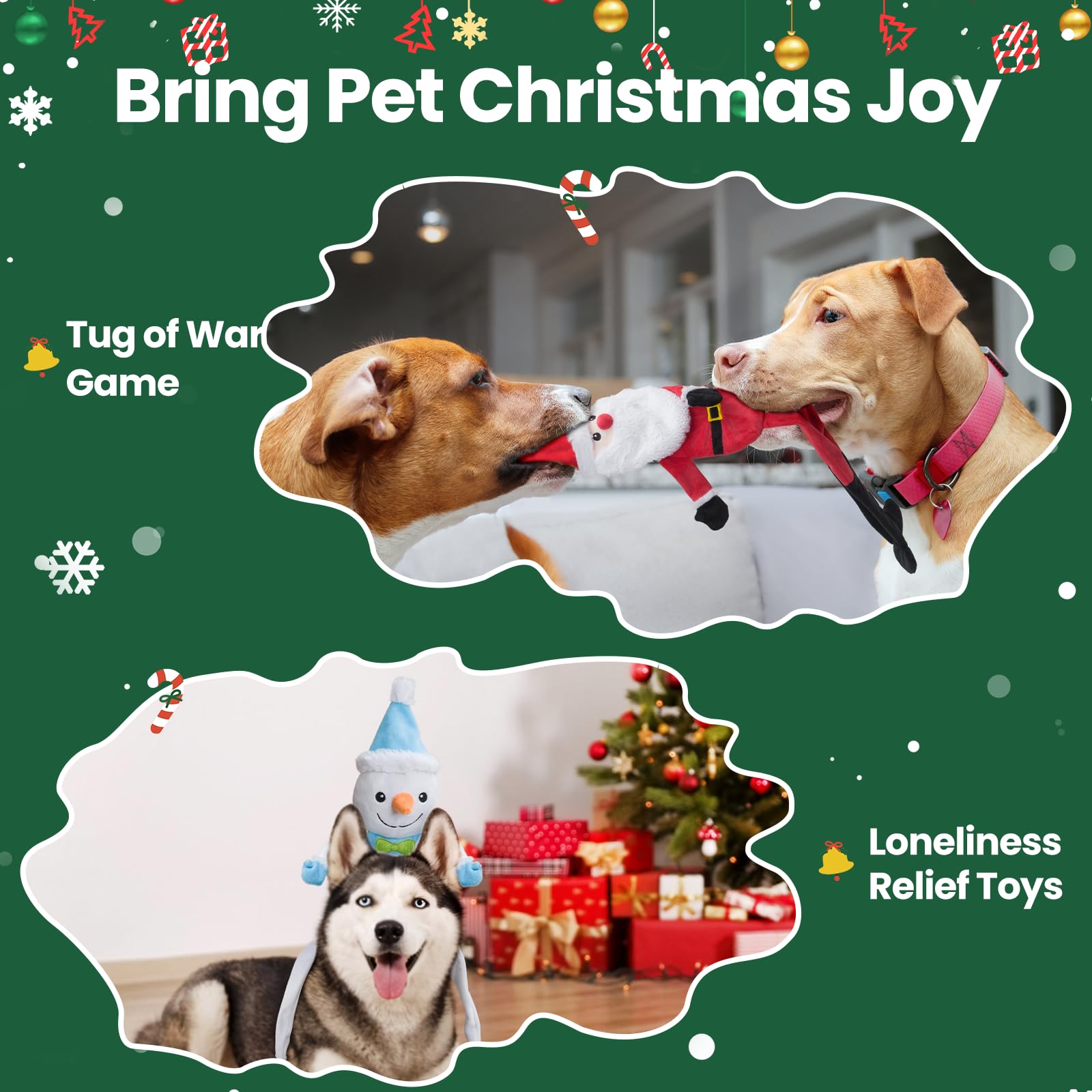 HGB Squeaky Christmas dog toy washable fabric enables easy cleanup.