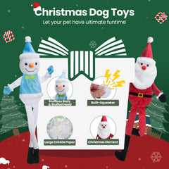 HGB Squeaky Christmas dog toy close-up highlights built-in squeaker for engaging sound.