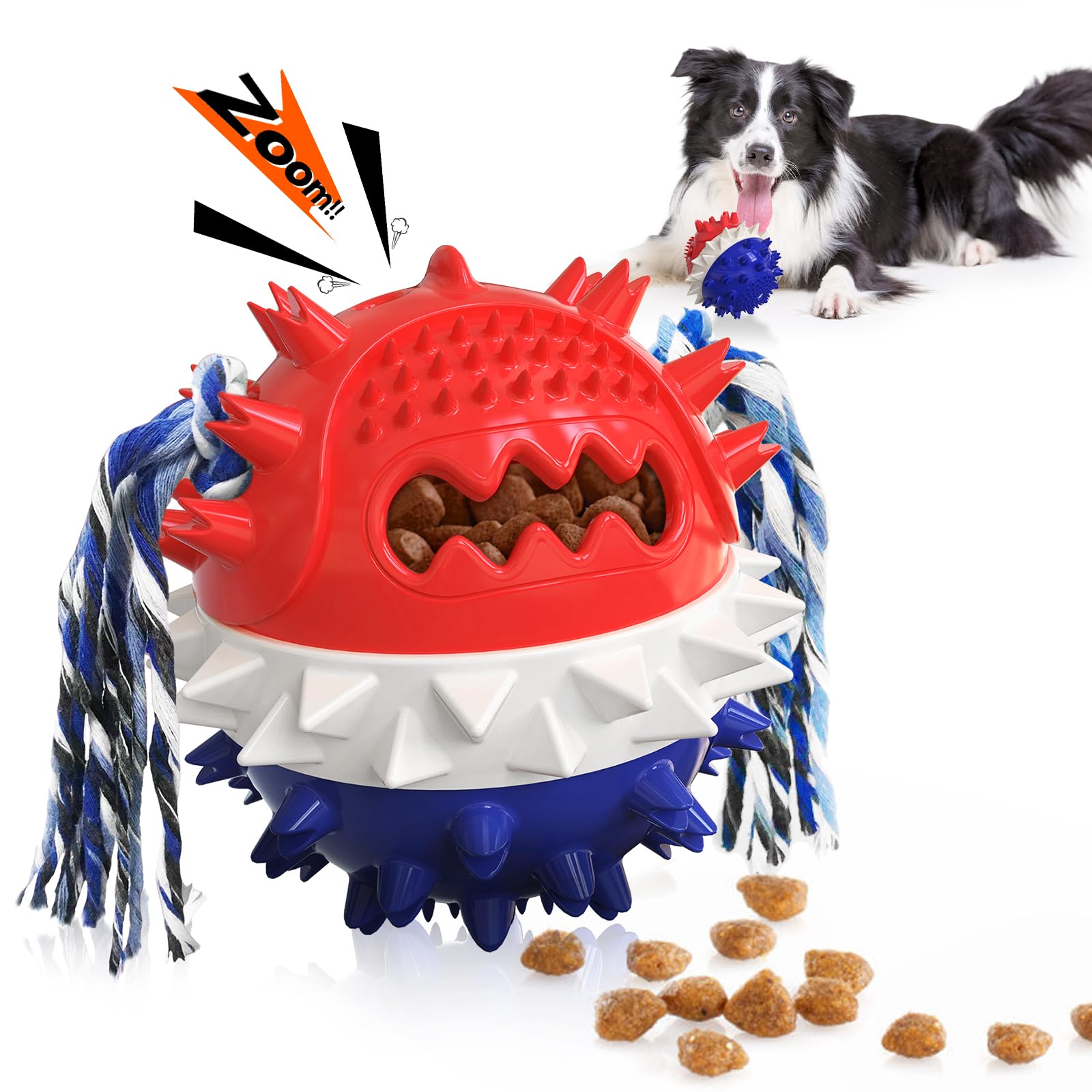 HGB Squeaky Dog Puzzle Toy treat dispensing action for engaging play