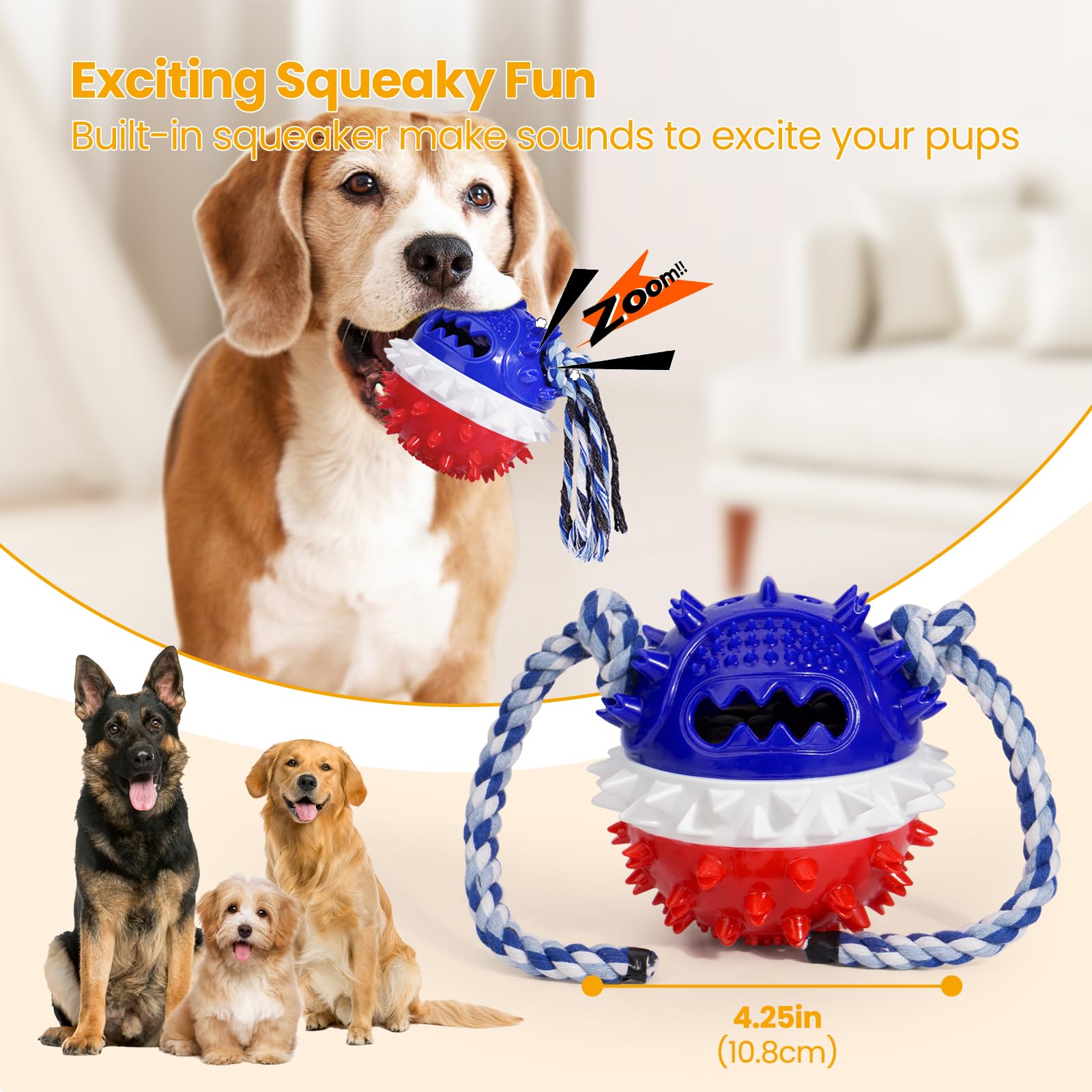 HGB Squeaky Dog Puzzle Toy tug and fetch design for interactive bonding