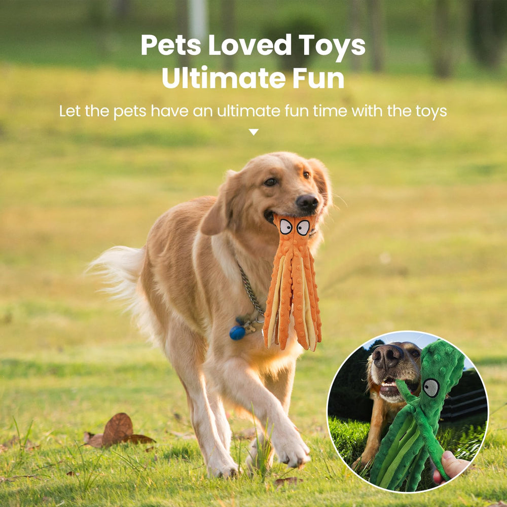 HGB Squeaky Octopus no-stuffing design reduces interior mess during play.
