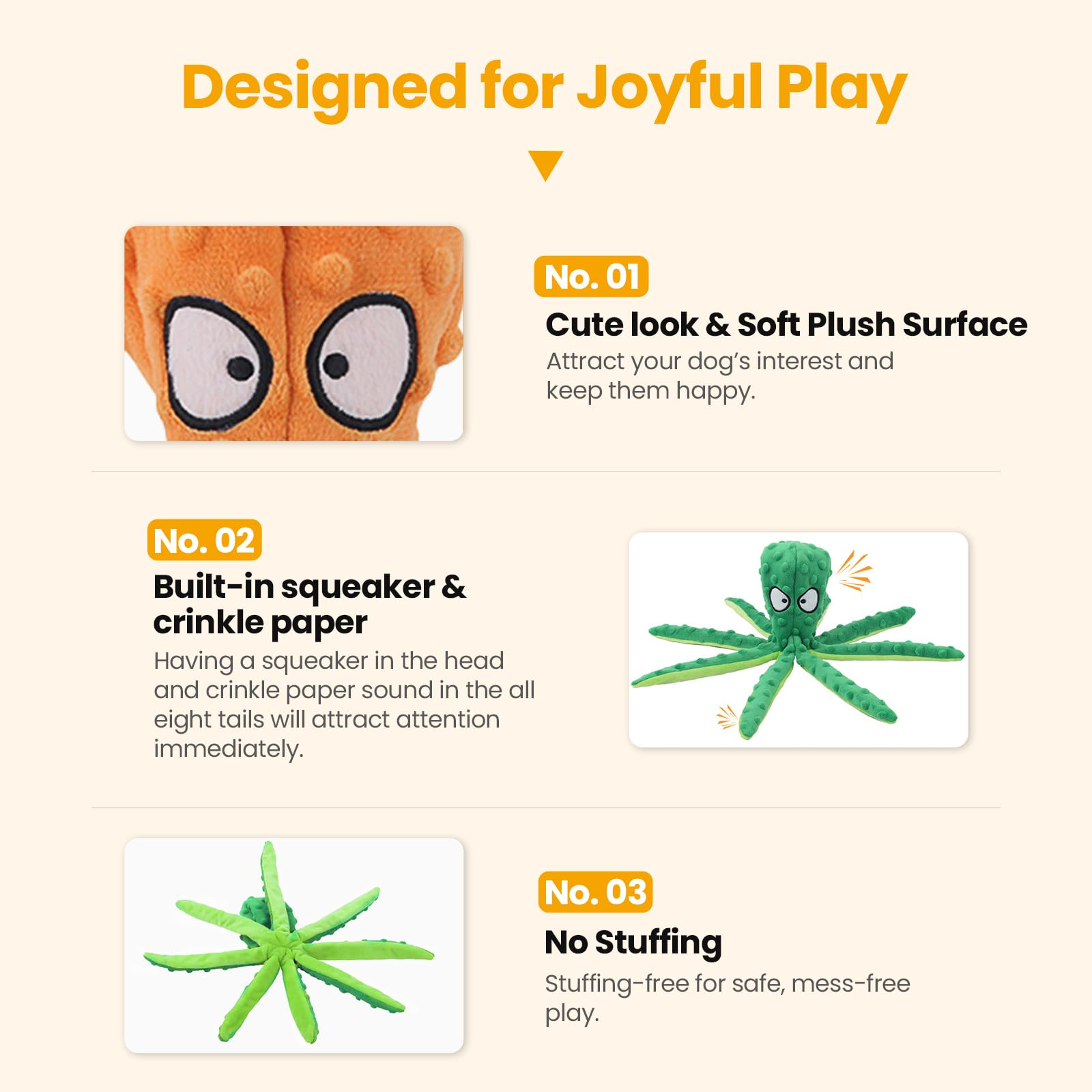 HGB Squeaky Octopus puppy-teeth friendly chew toy for safe chewing.