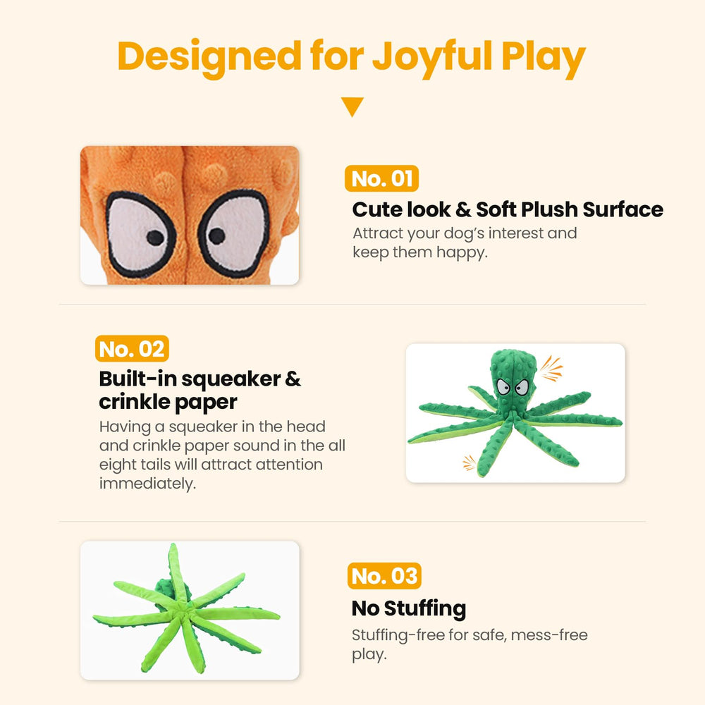 HGB Squeaky Octopus puppy-teeth friendly chew toy for safe chewing.