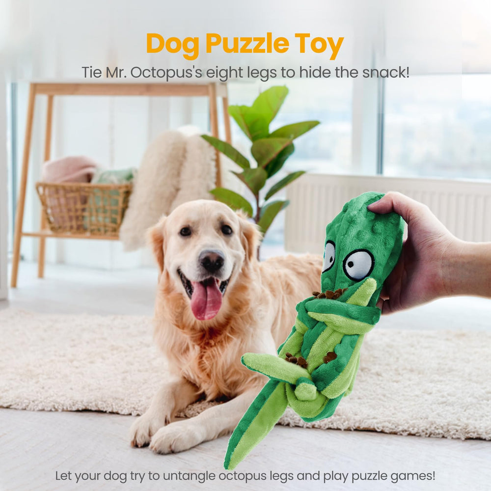 HGB Squeaky Octopus unstuffed plush is easy to clean after play.