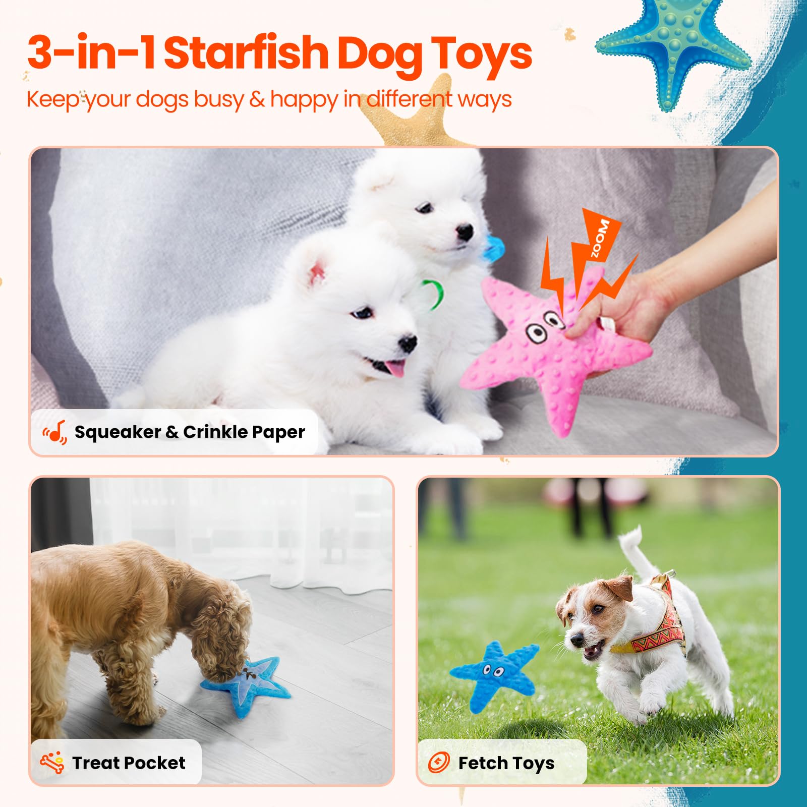HGB starfish blue crinkle toy stimulates senses during play