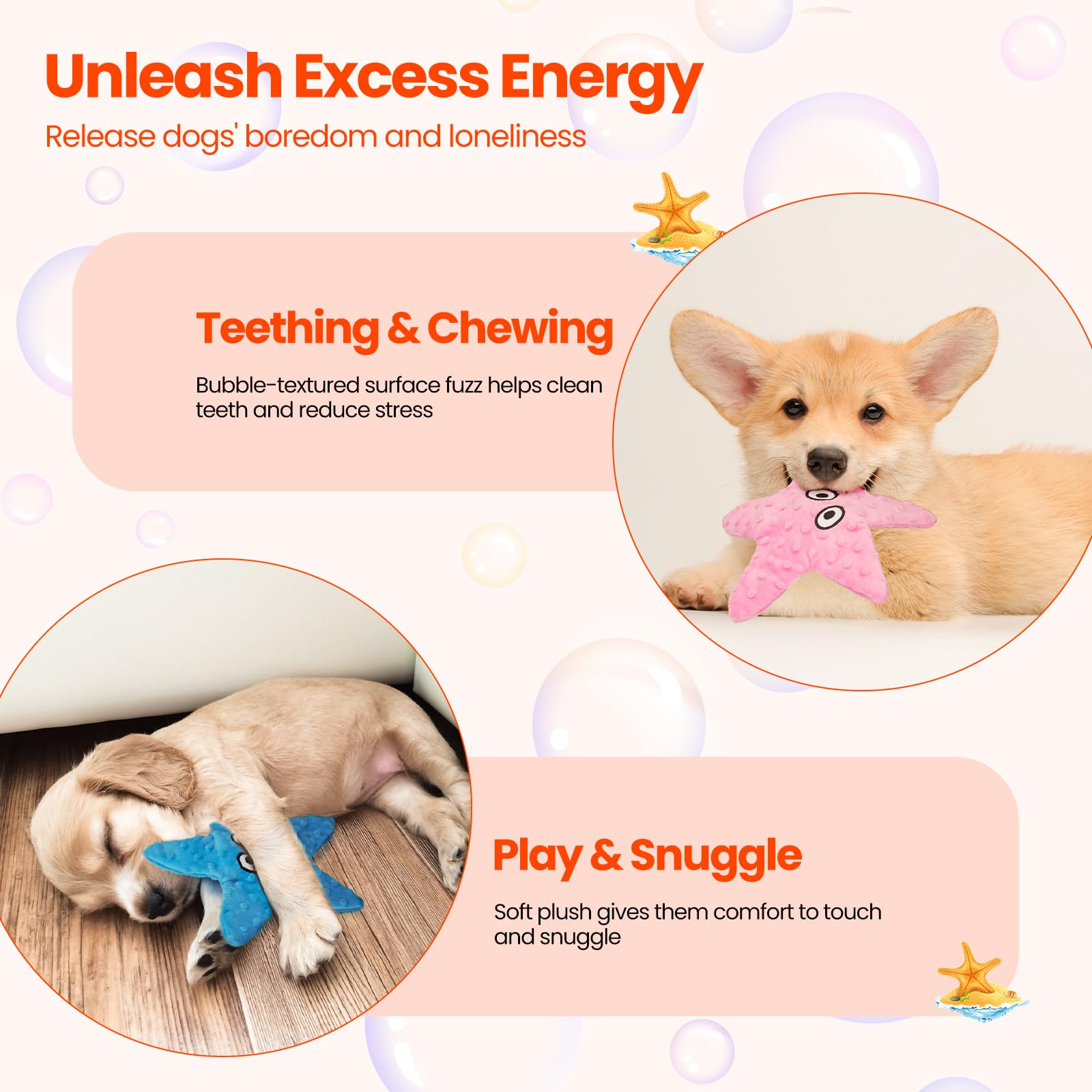 HGB starfish puppy-chew toy soothes teething and entertains