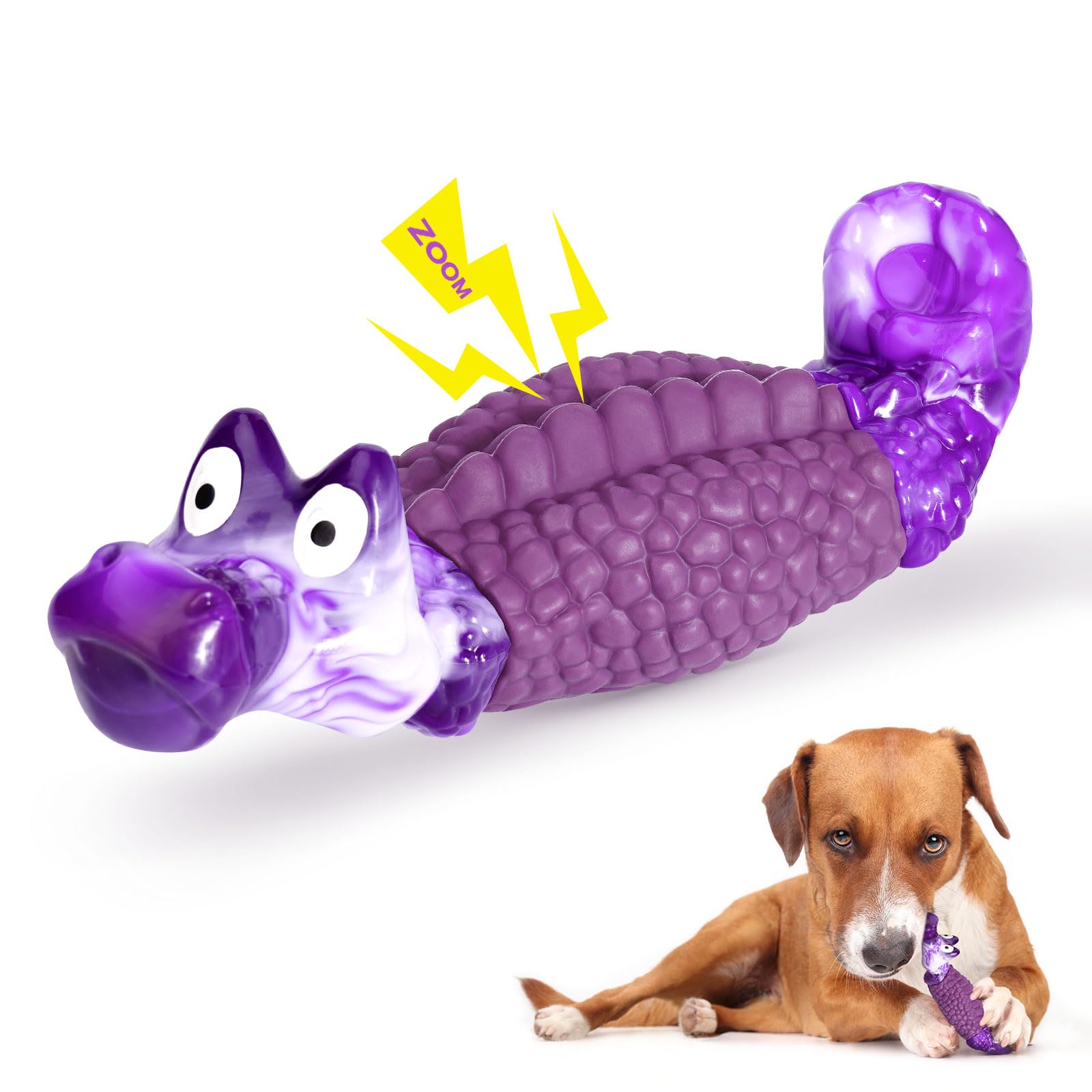 HGB Tough Dog Chew Toy alligator closeup showing textured surface for dental care