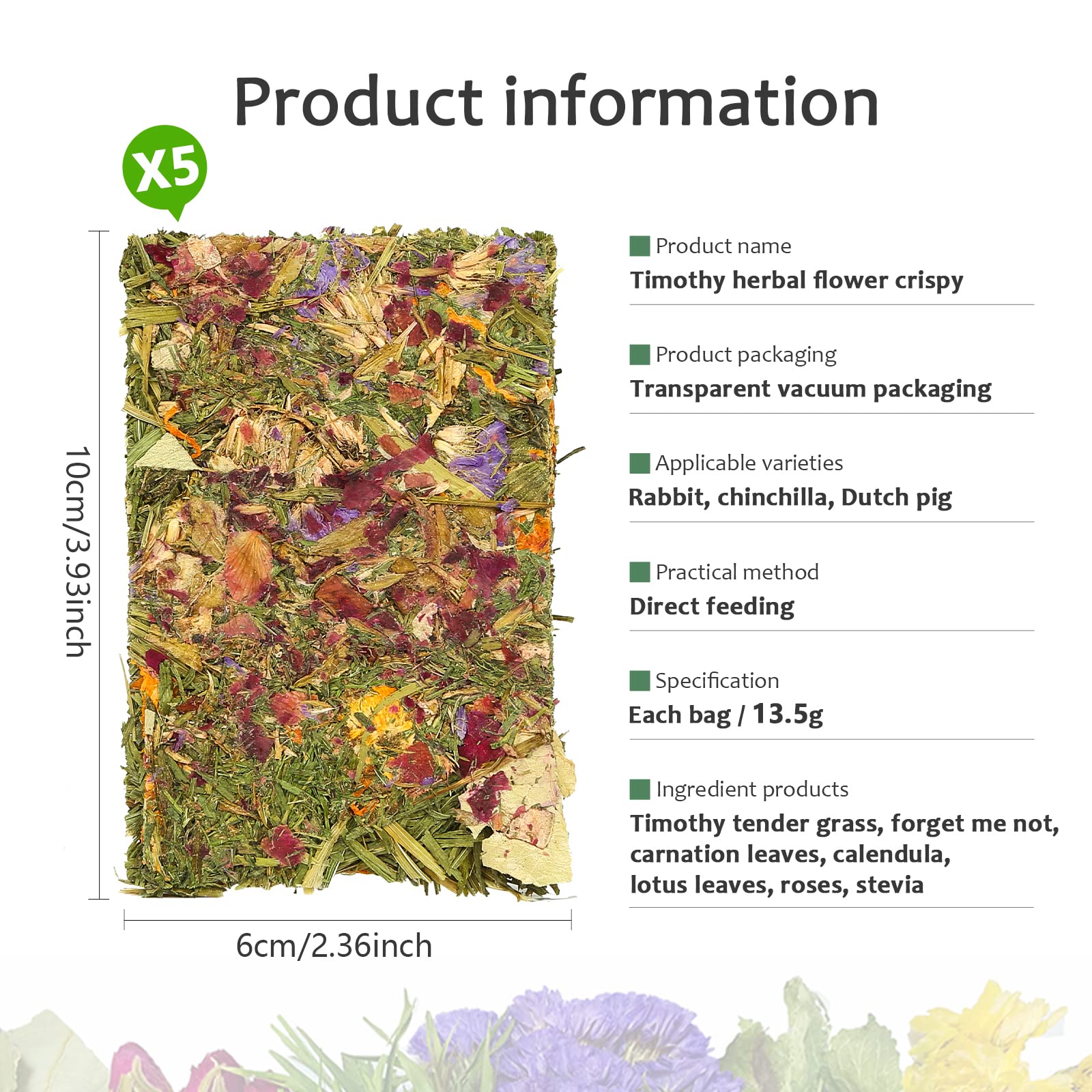 HGPOKLVT Timothy hay chips bag highlights natural ingredients for wholesome small-pet snacks.