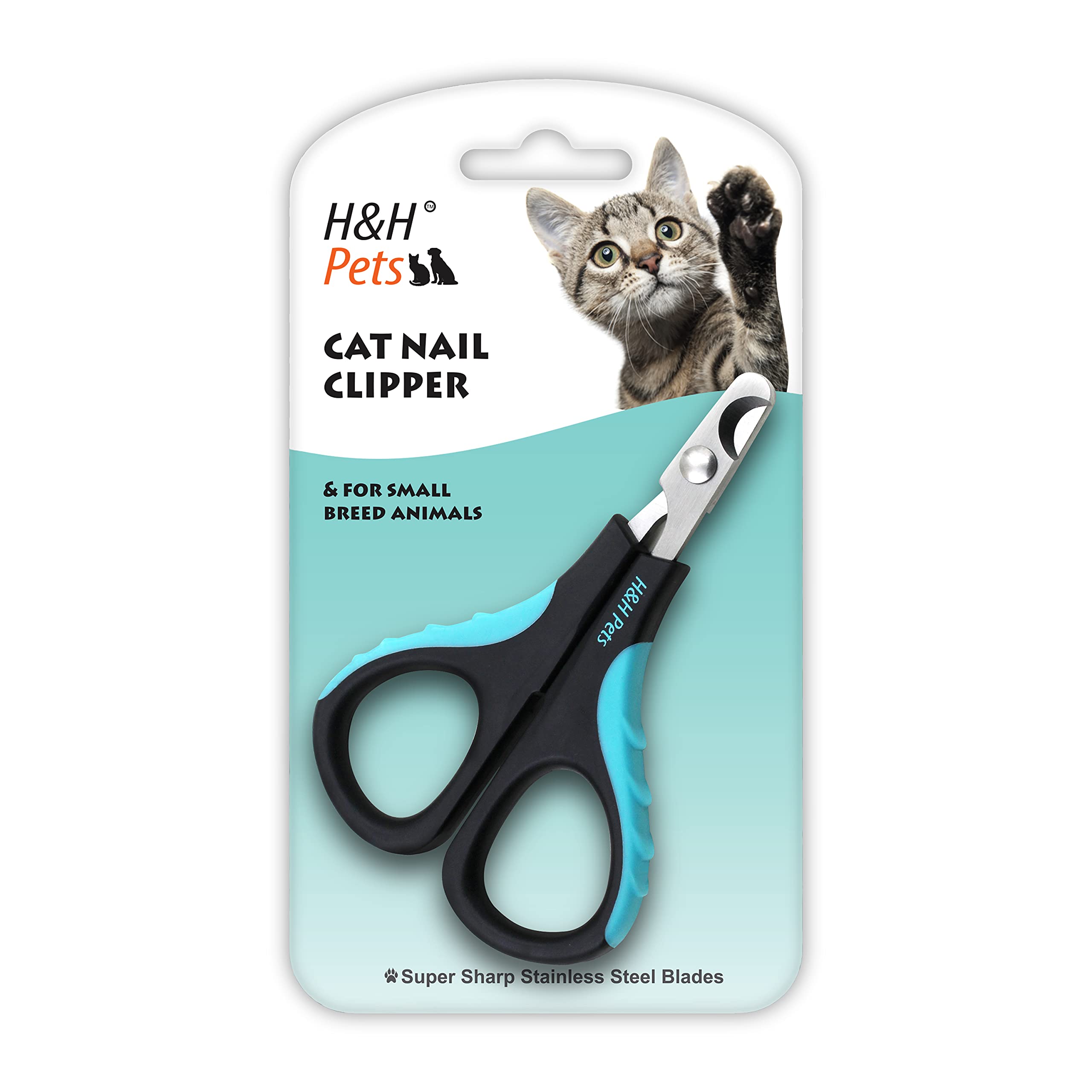 H&H Pets cat nail clipper with stainless blades for precise trimming and control.