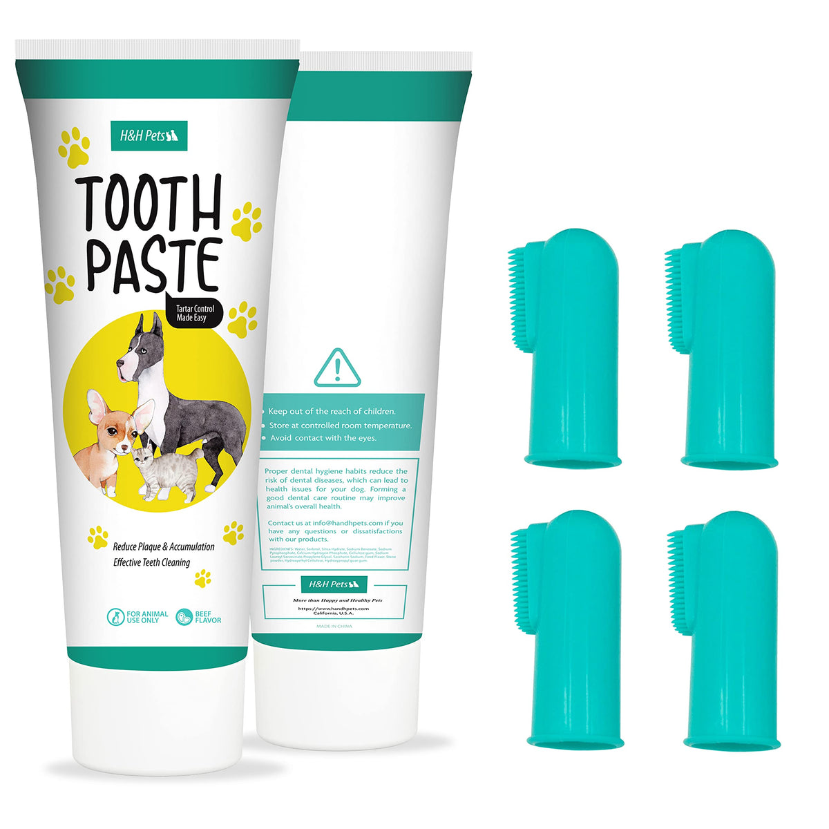 H&H Pets finger brushes close-up with ultra-soft bristles for gentle cleaning.