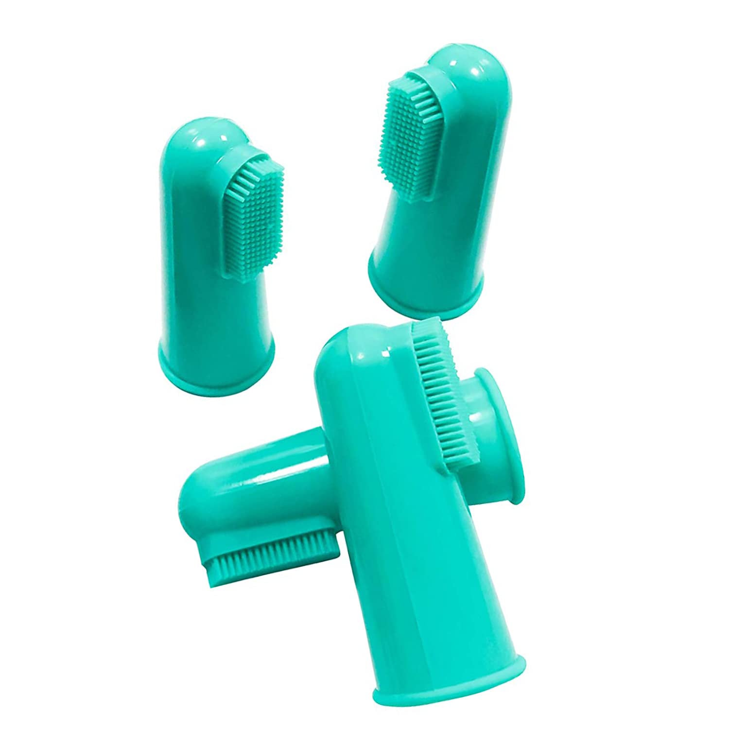 H&H Pets hand-held finger toothbrush demonstrates easy grip during brushing sessions.