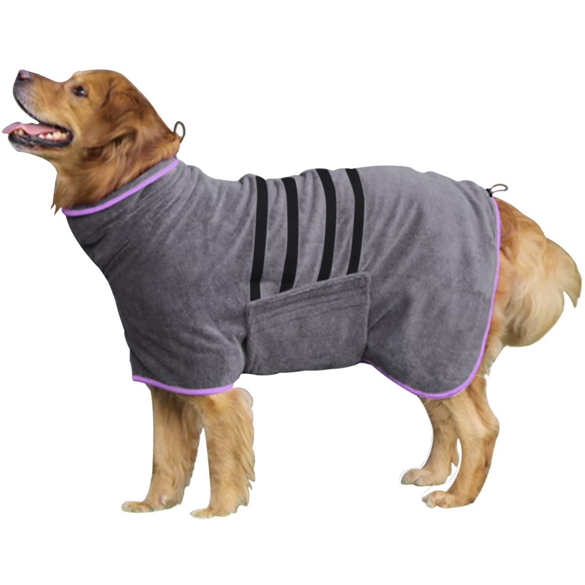 HhiMyOct dog drying coat front view grey for fast moisture absorption after baths
