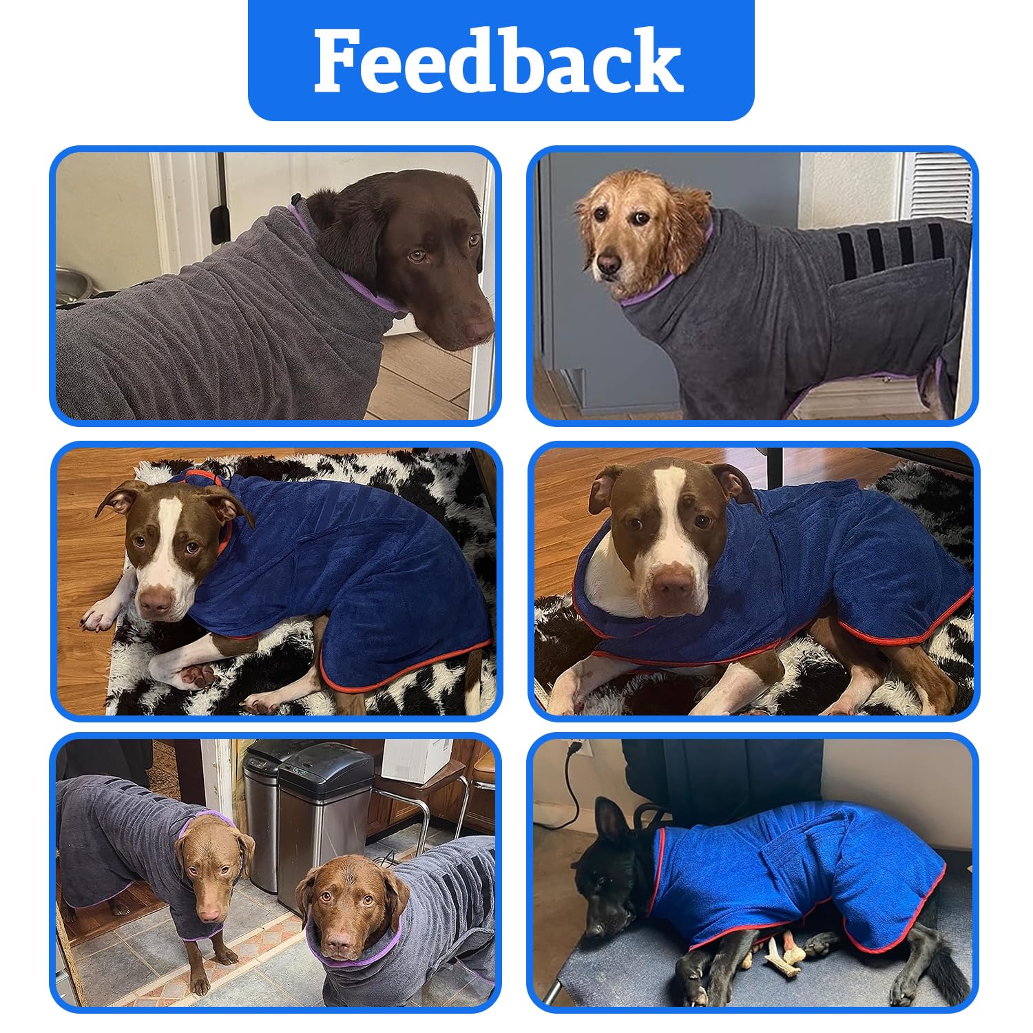 HhiMyOct dog drying coat worn as robe highlights easy on/off and post-bath warmth