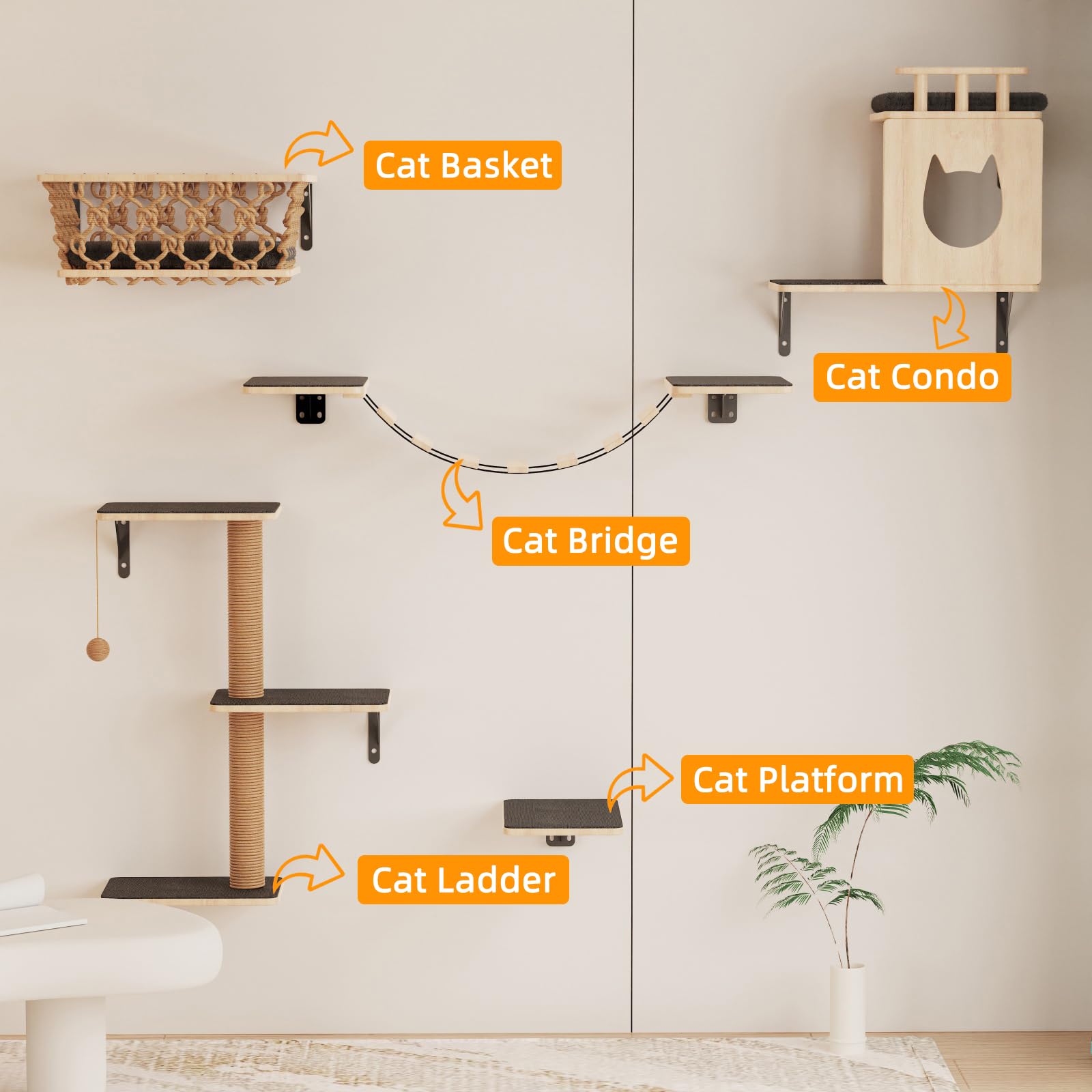 HHOFURN sturdy steel brackets reinforce each shelf for confident play