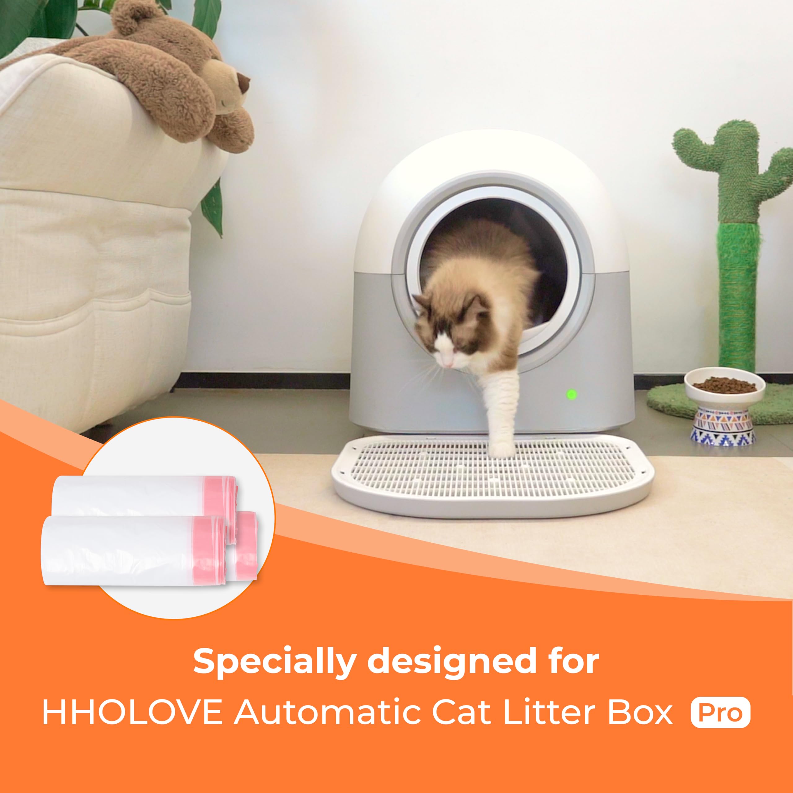 HHOLOVE no-scoop design supports hands-free cleaning.